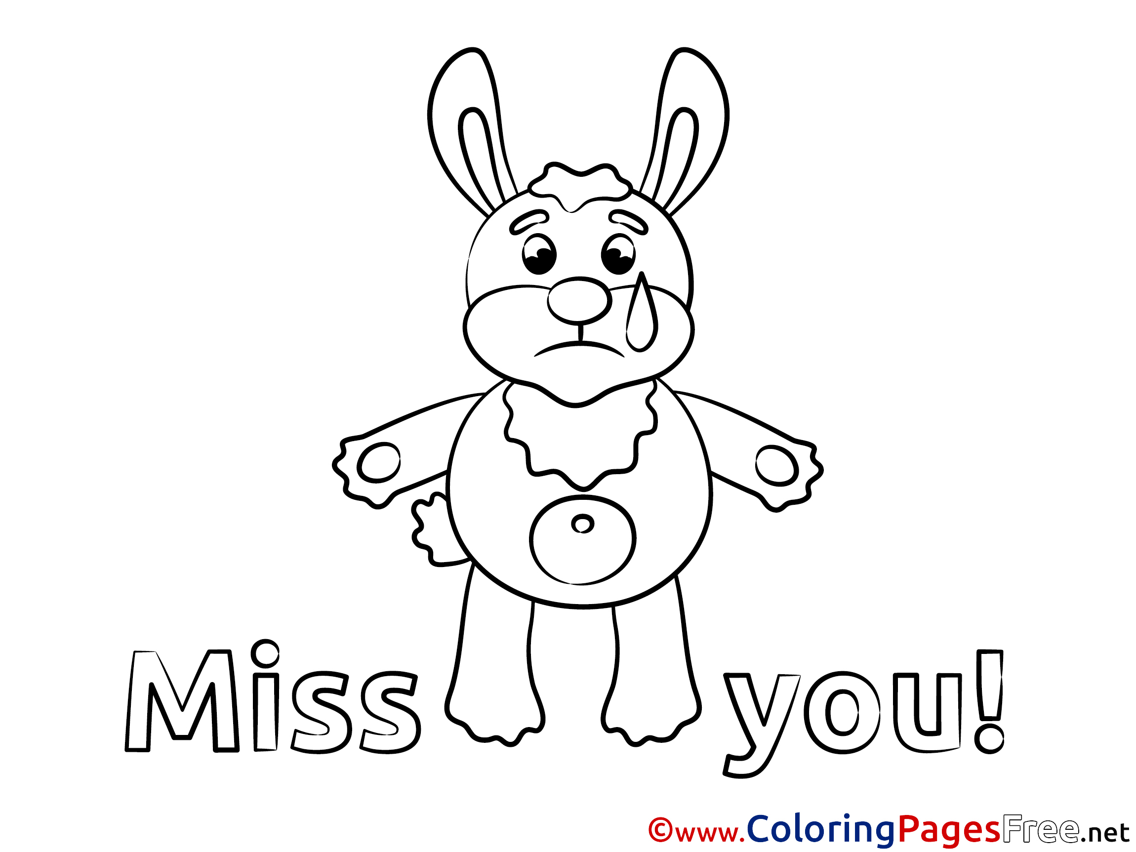 Rabbit Printable Coloring Pages Miss You