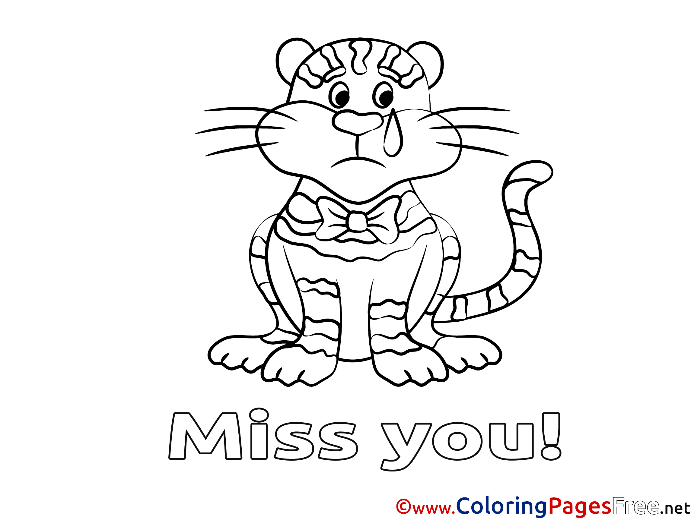 Tiger Miss You Free Coloring Pages