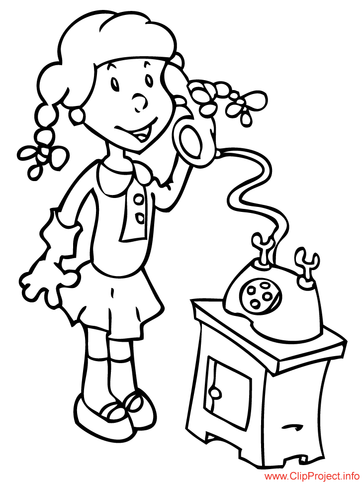 Color Sheet Girl Speaking Phone