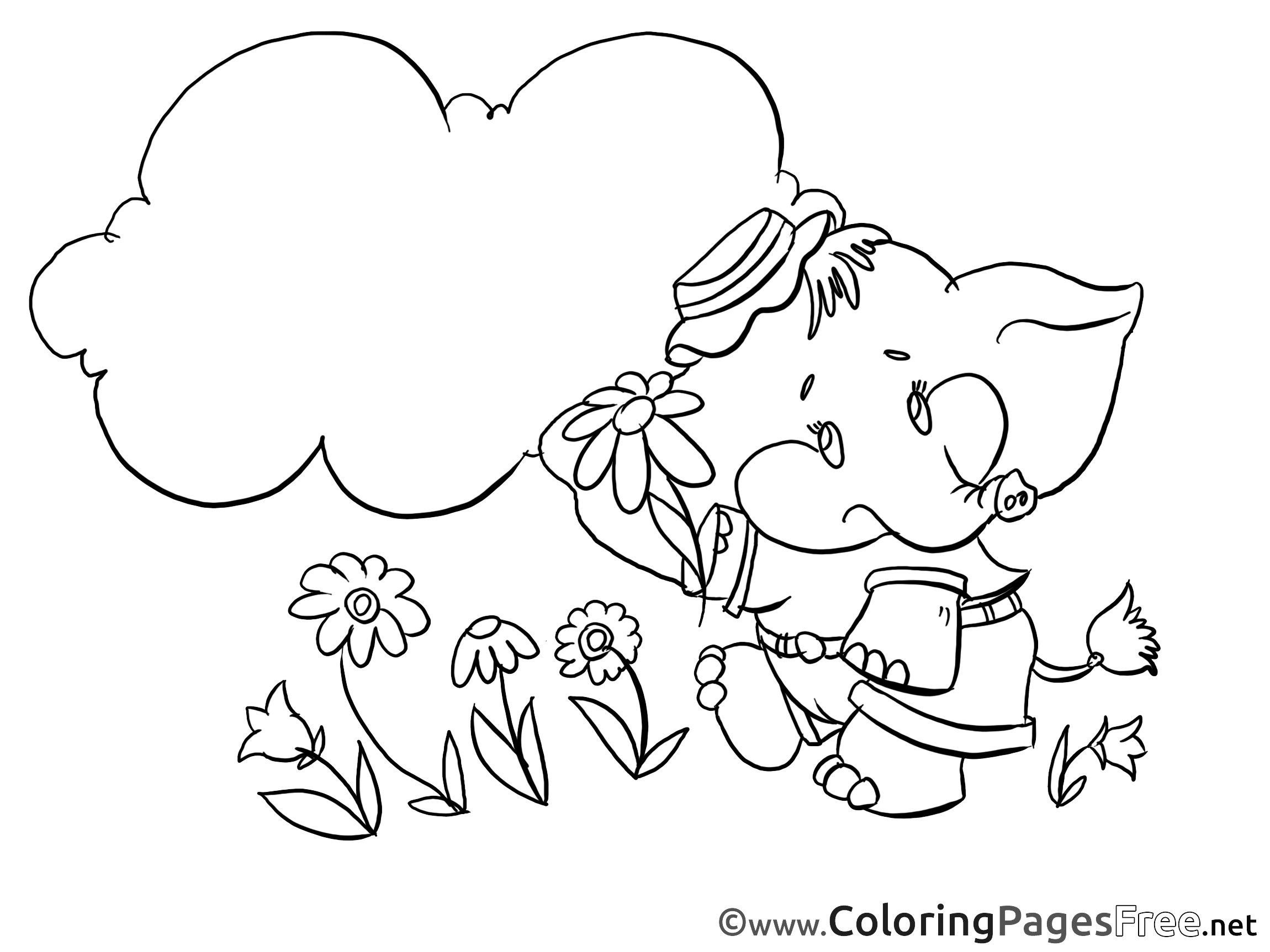 Elephant In Grass For Free Coloring Pages Download
