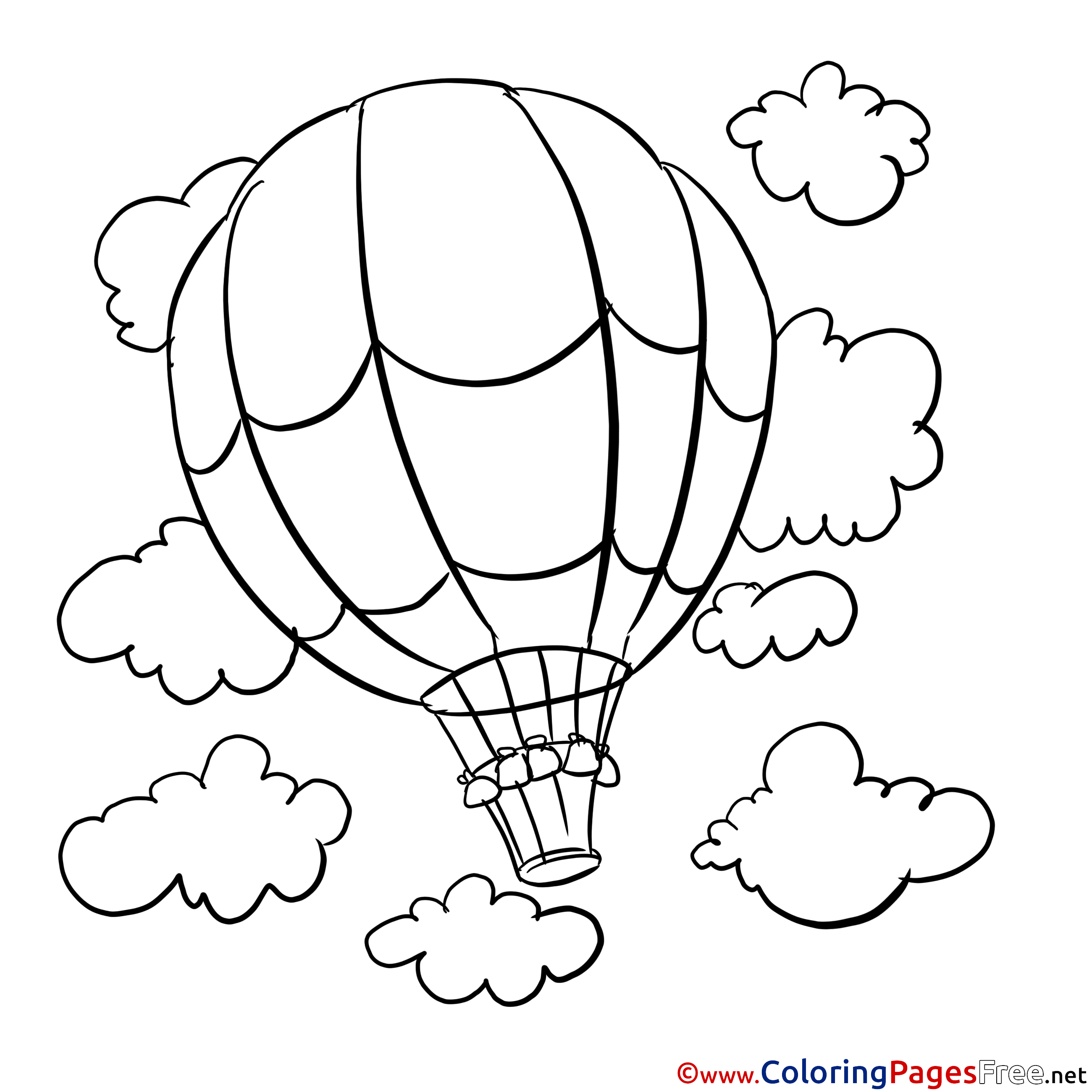Balloon In The Sky Printable Coloring Pages For Free