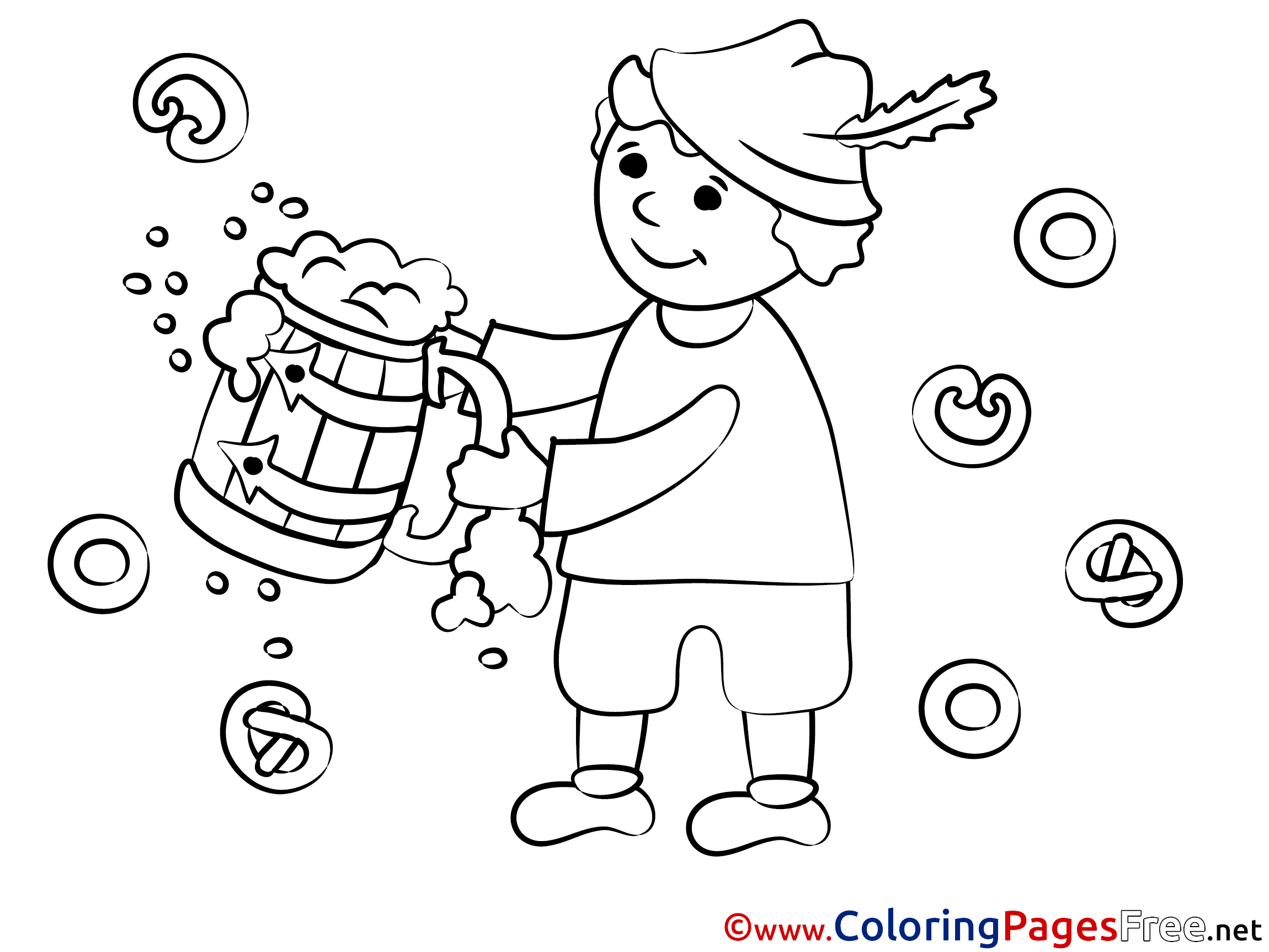 Beer Oktoberfest for Children free Coloring Pages