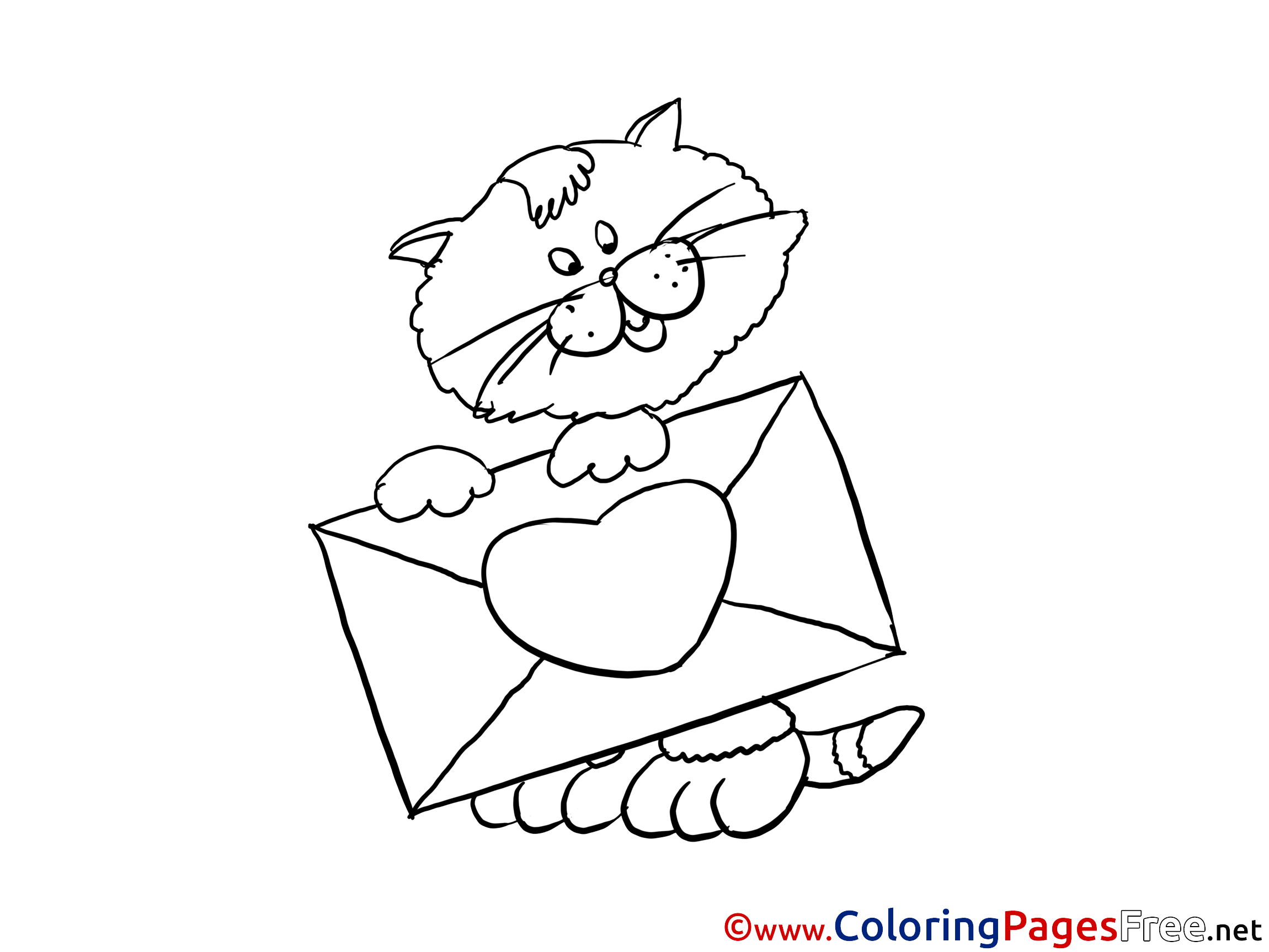 Envelope Cat Coloring Sheets download free