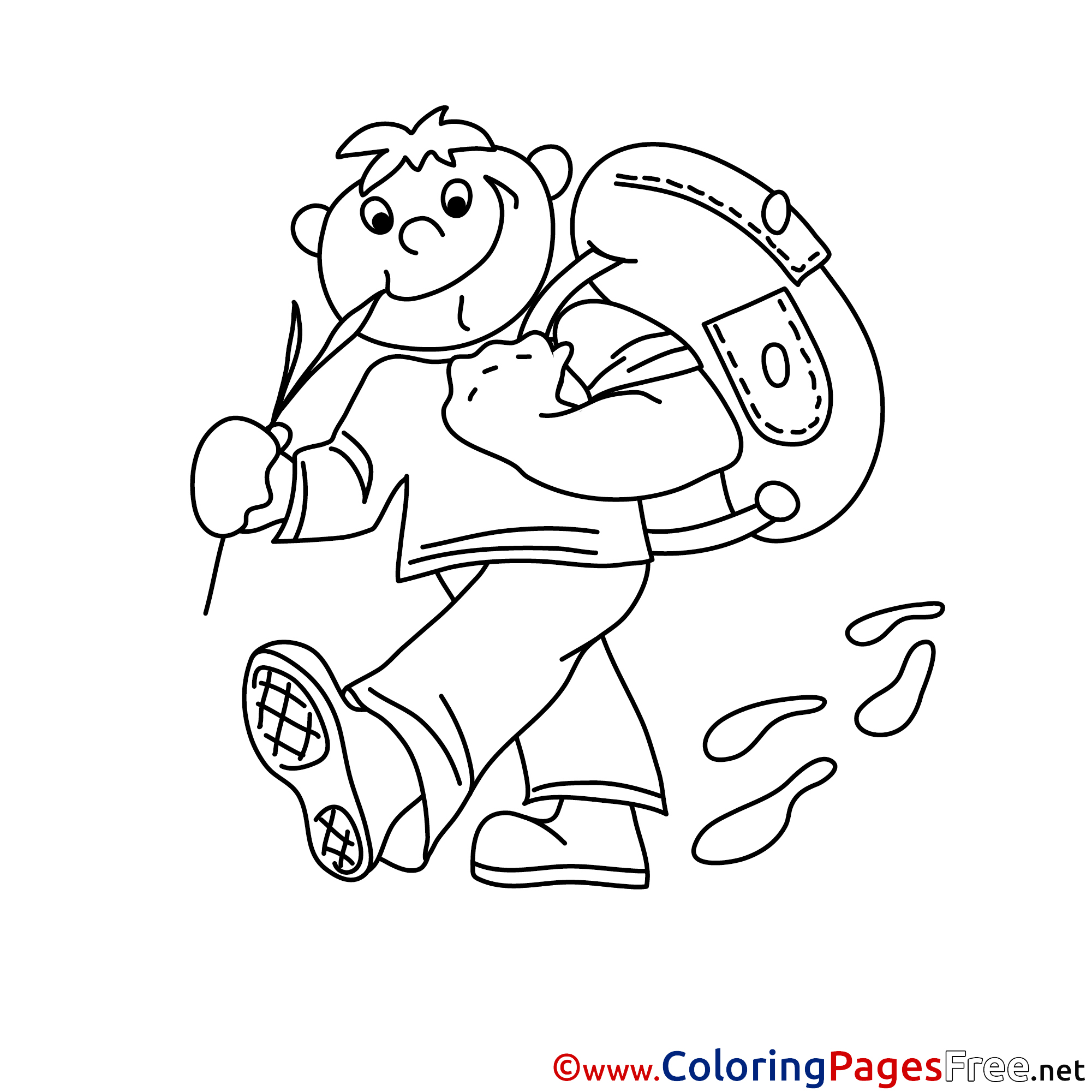 Traveler with Bag Kids free Coloring Page