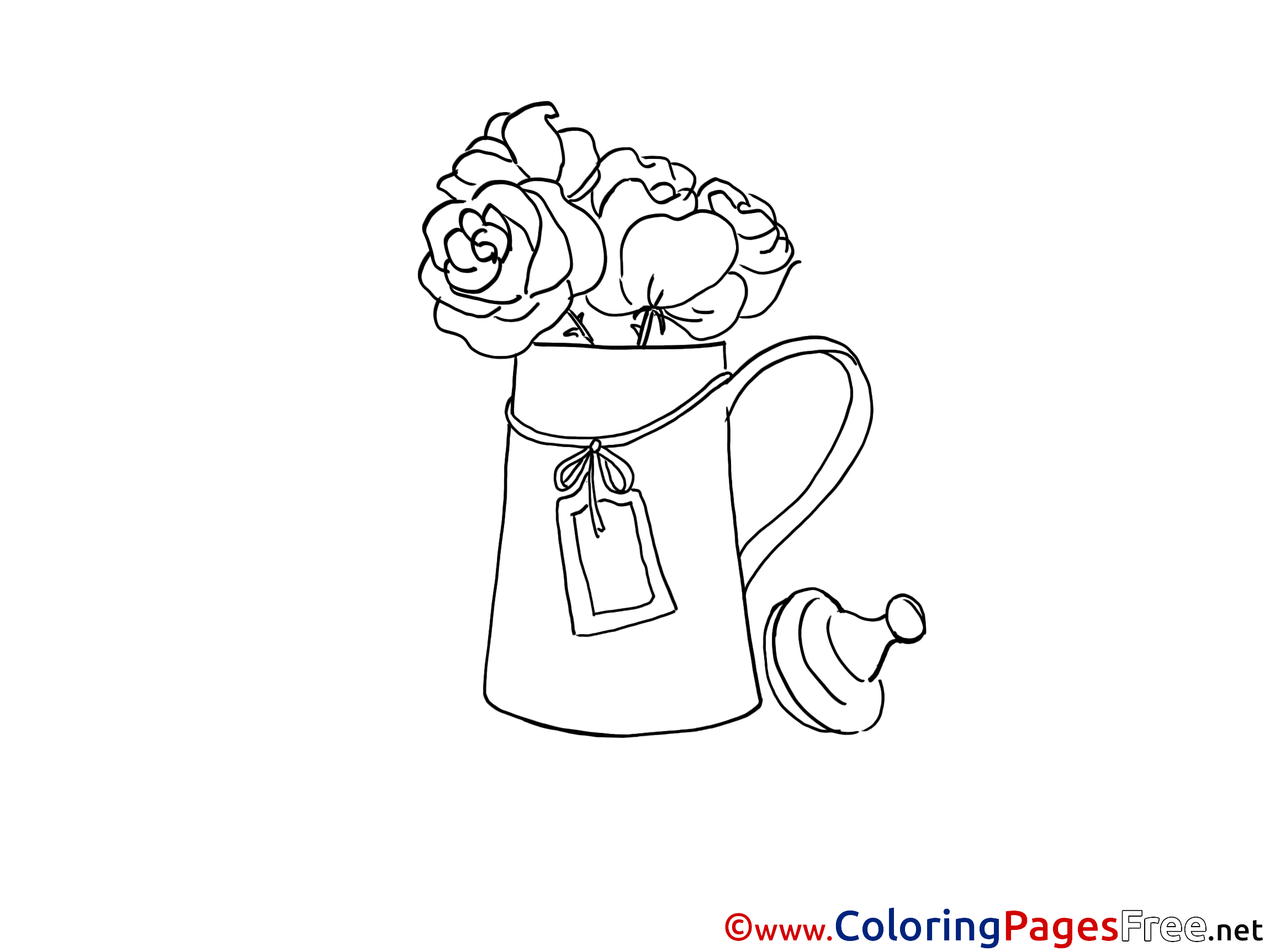 Vase With Roses For Children Free Coloring Pages