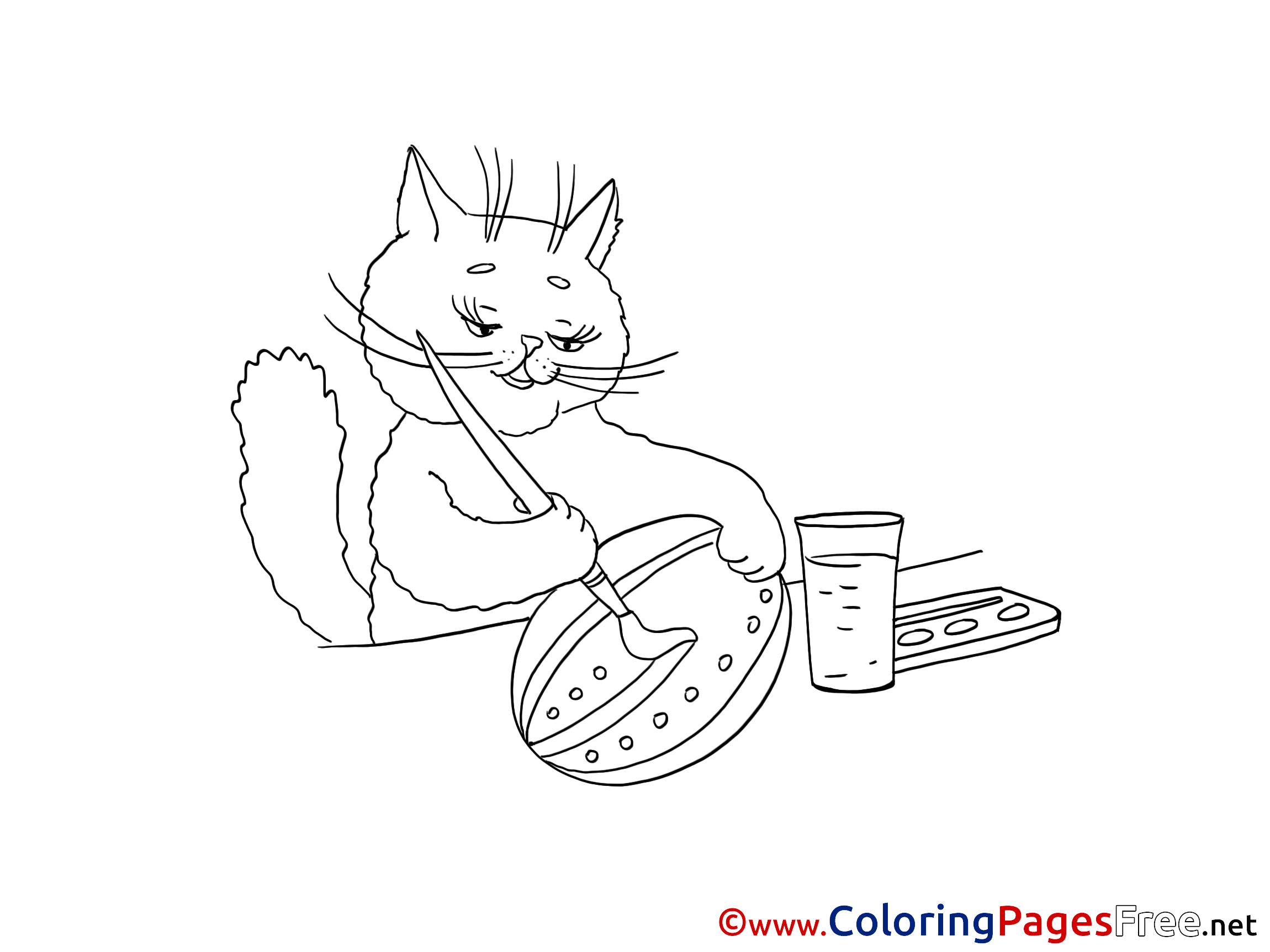 Download Cat paints Egg Easter Coloring Pages download