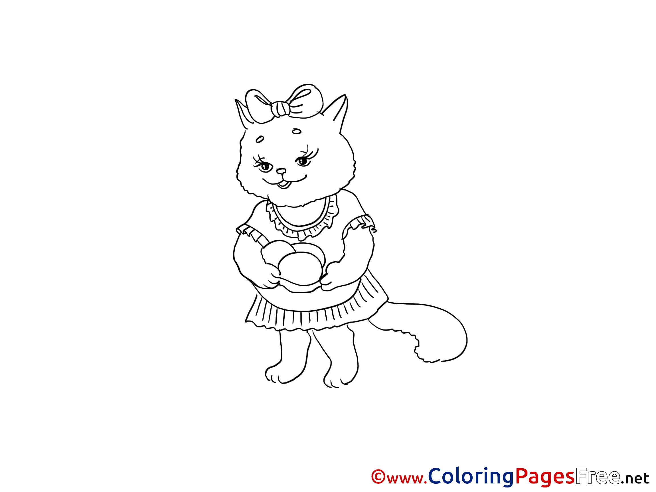 Download Cat with Eggs free Easter Coloring Sheets
