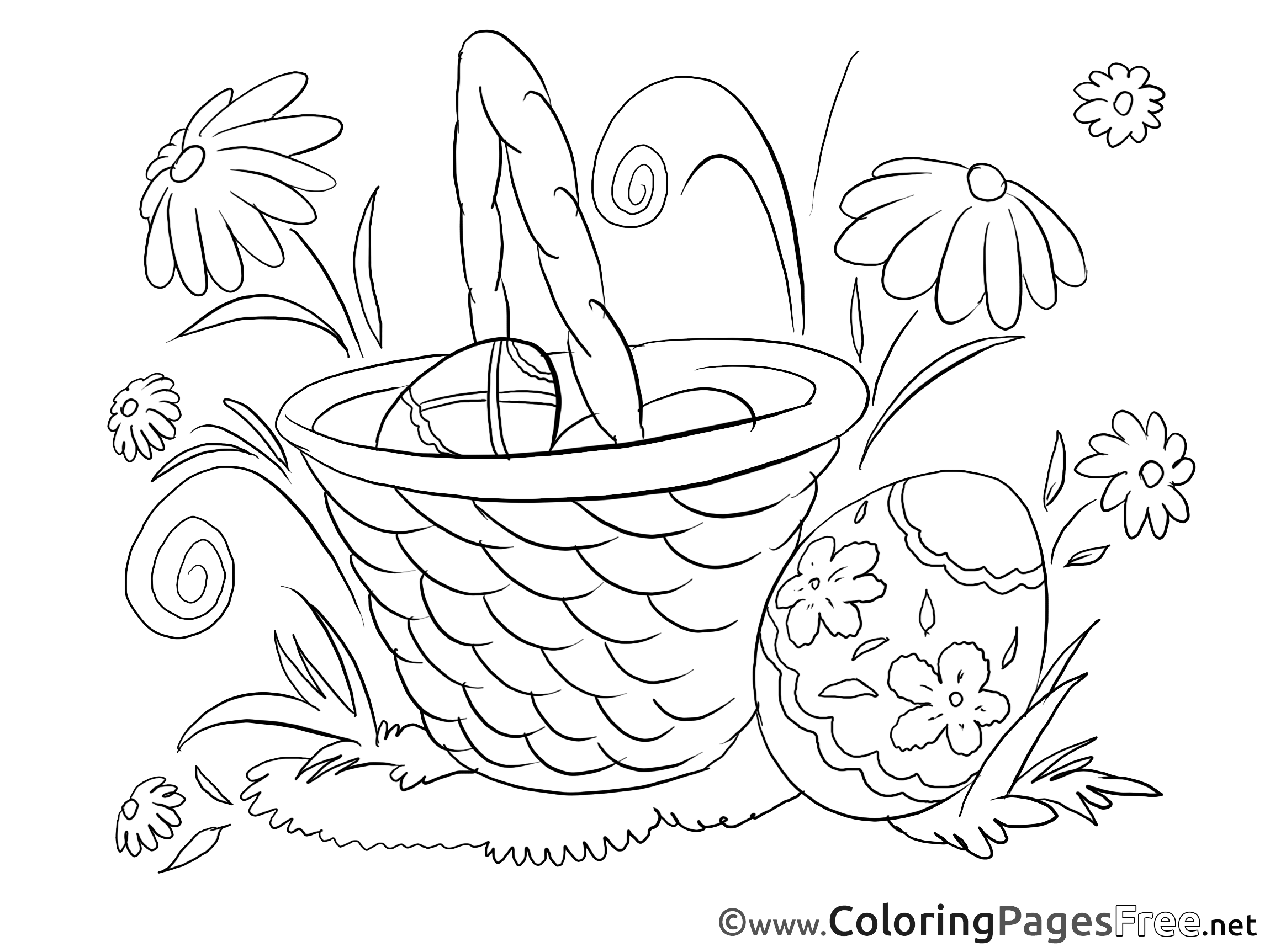 Download Flower Basket Coloring Pages | Coloring Your Life