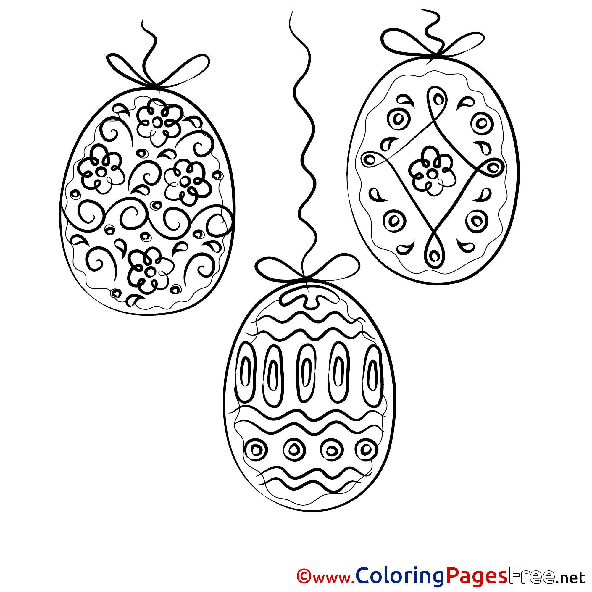 Free Colouring Page Easter Eggs