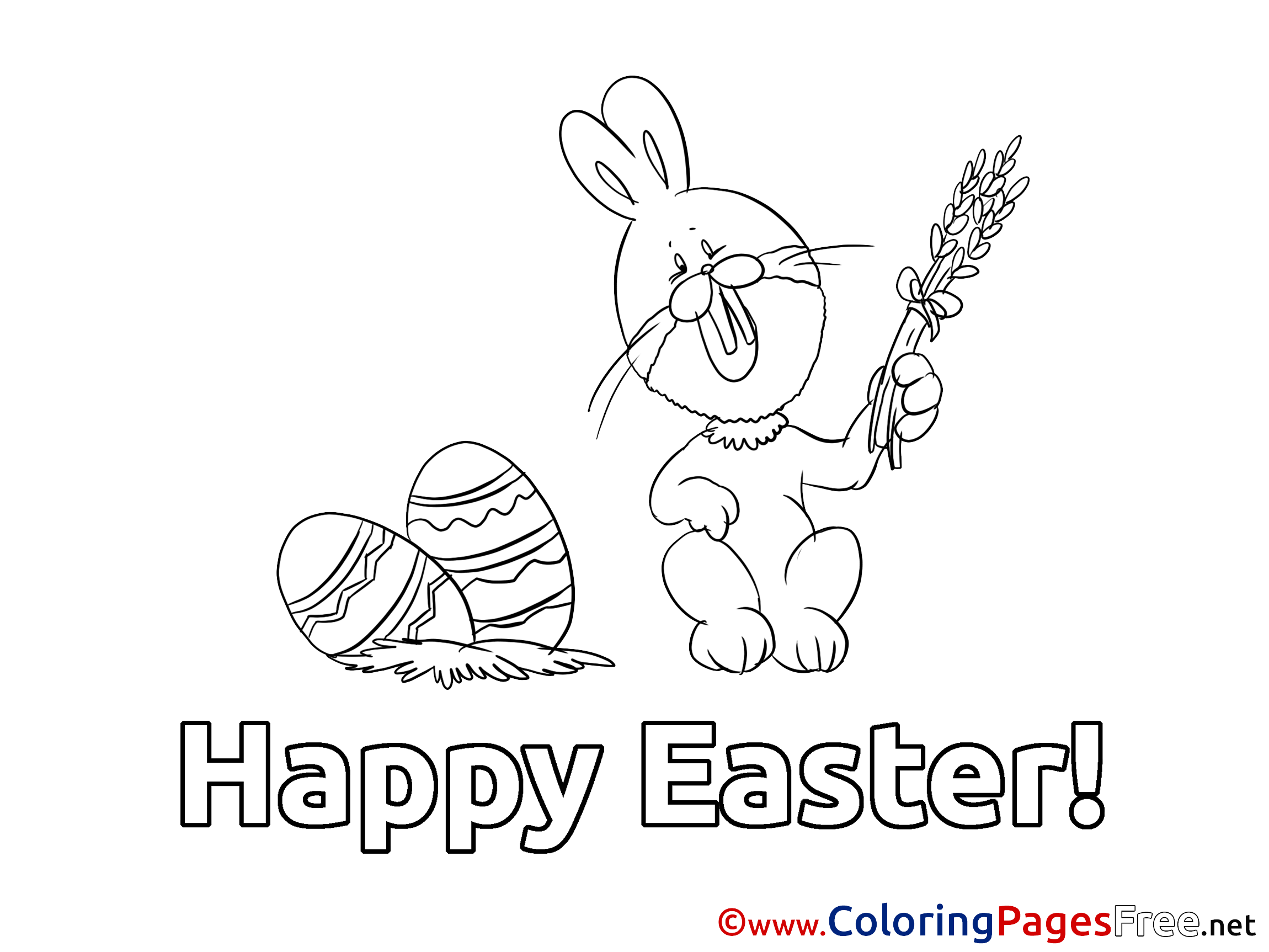 Rabbit With Wheat Easter Free Coloring Pages