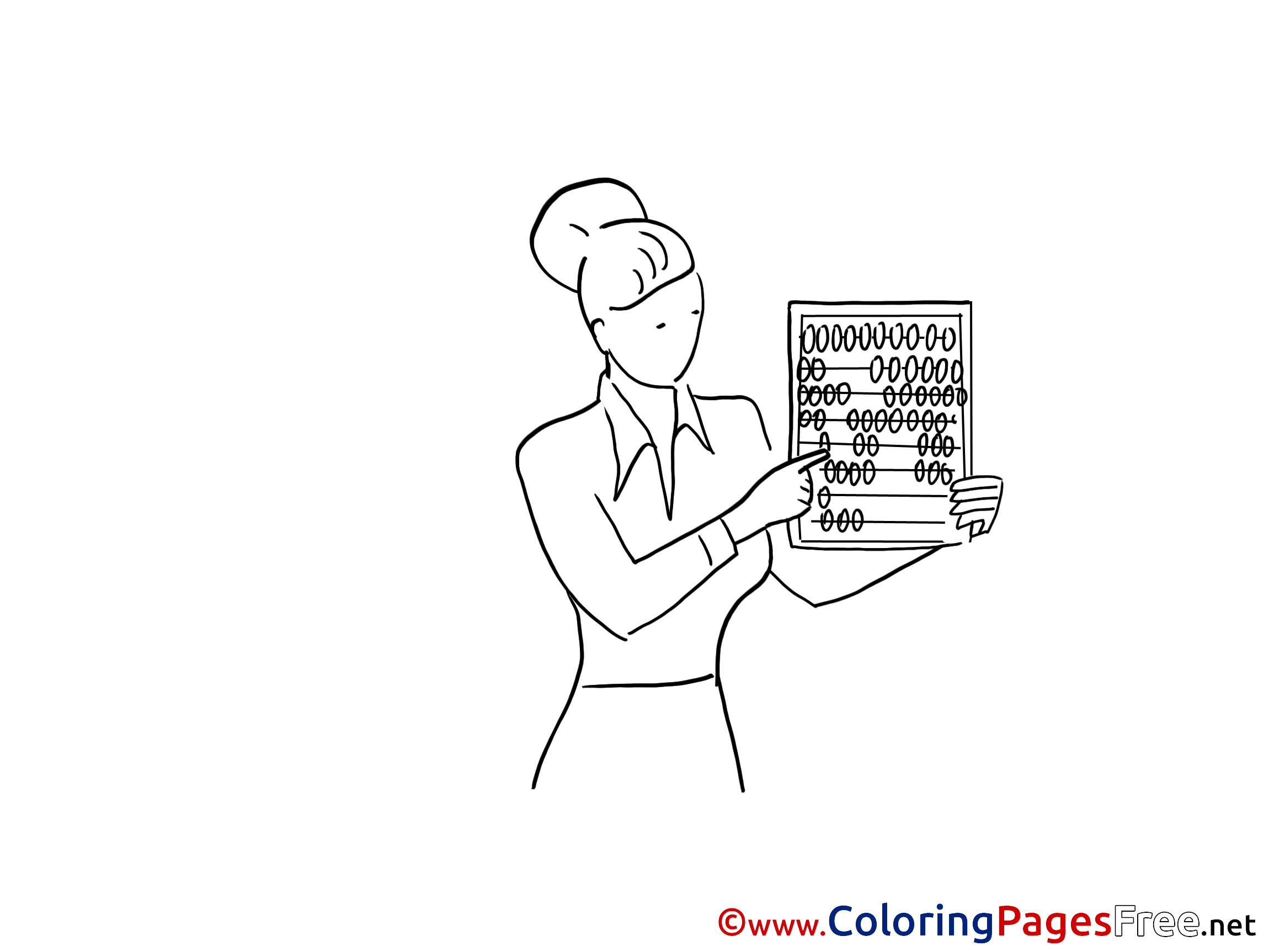 Abacus Woman Free Colouring Page Download