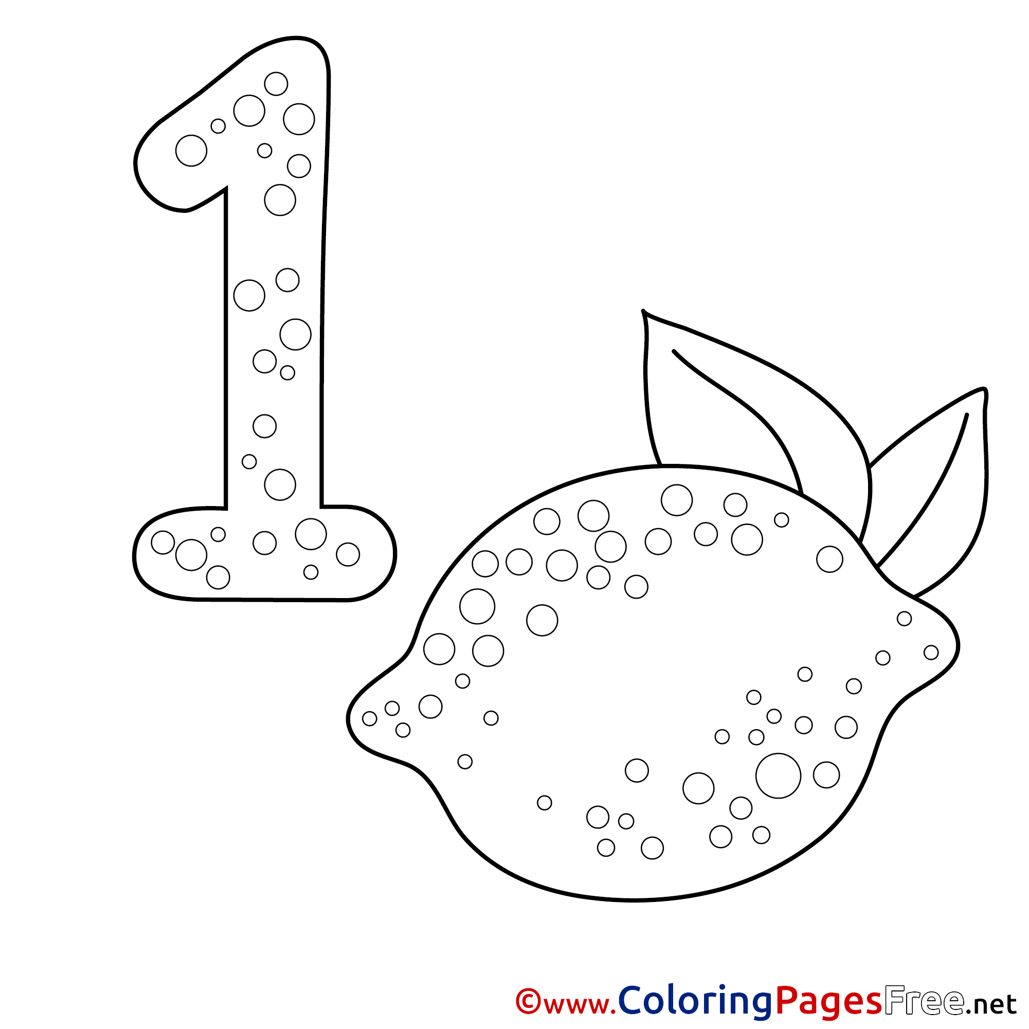 1 Lemon Numbers Free Coloring Pages