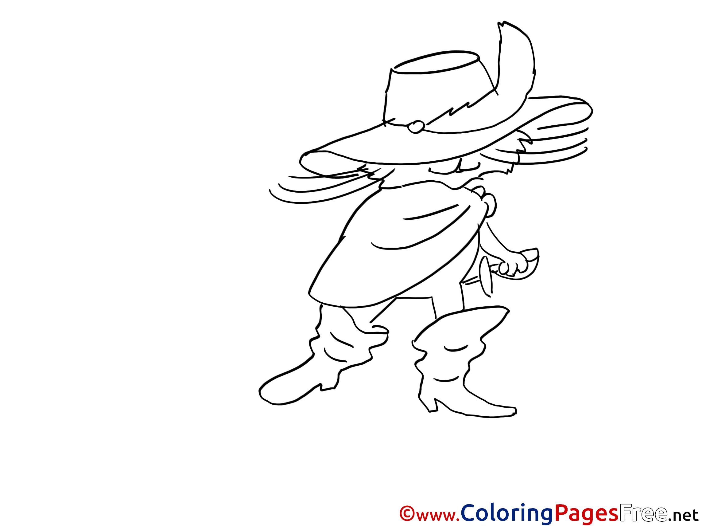 Download Puss in Boots for Kids printable Colouring Page