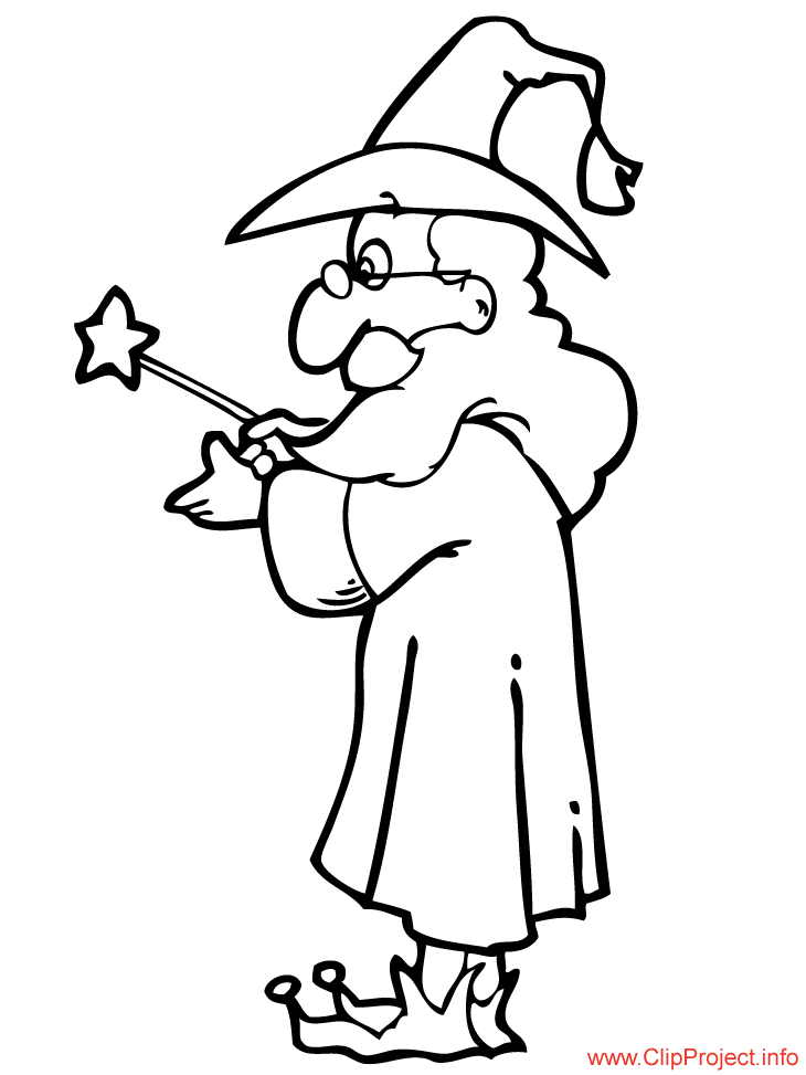 Wizard coloring magician free sheet