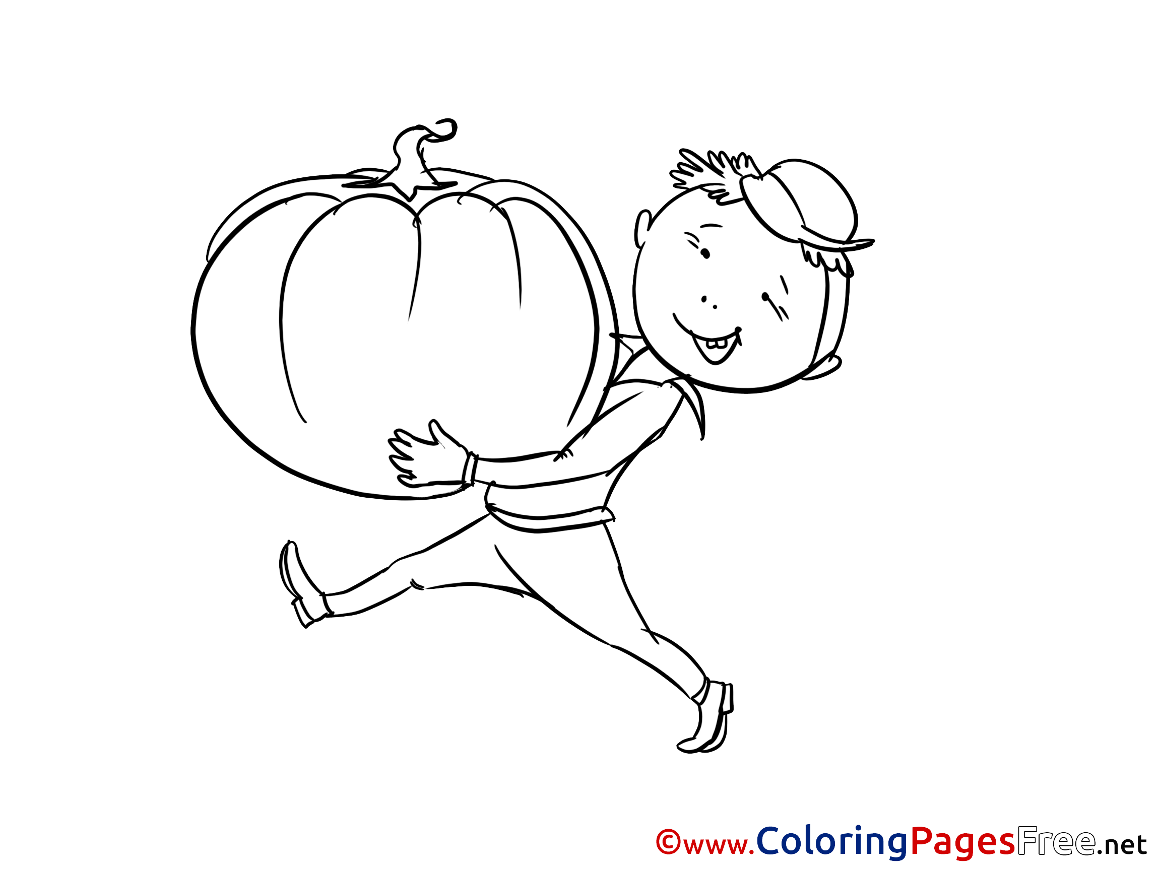 Boy With Pumpkin Coloring Sheets