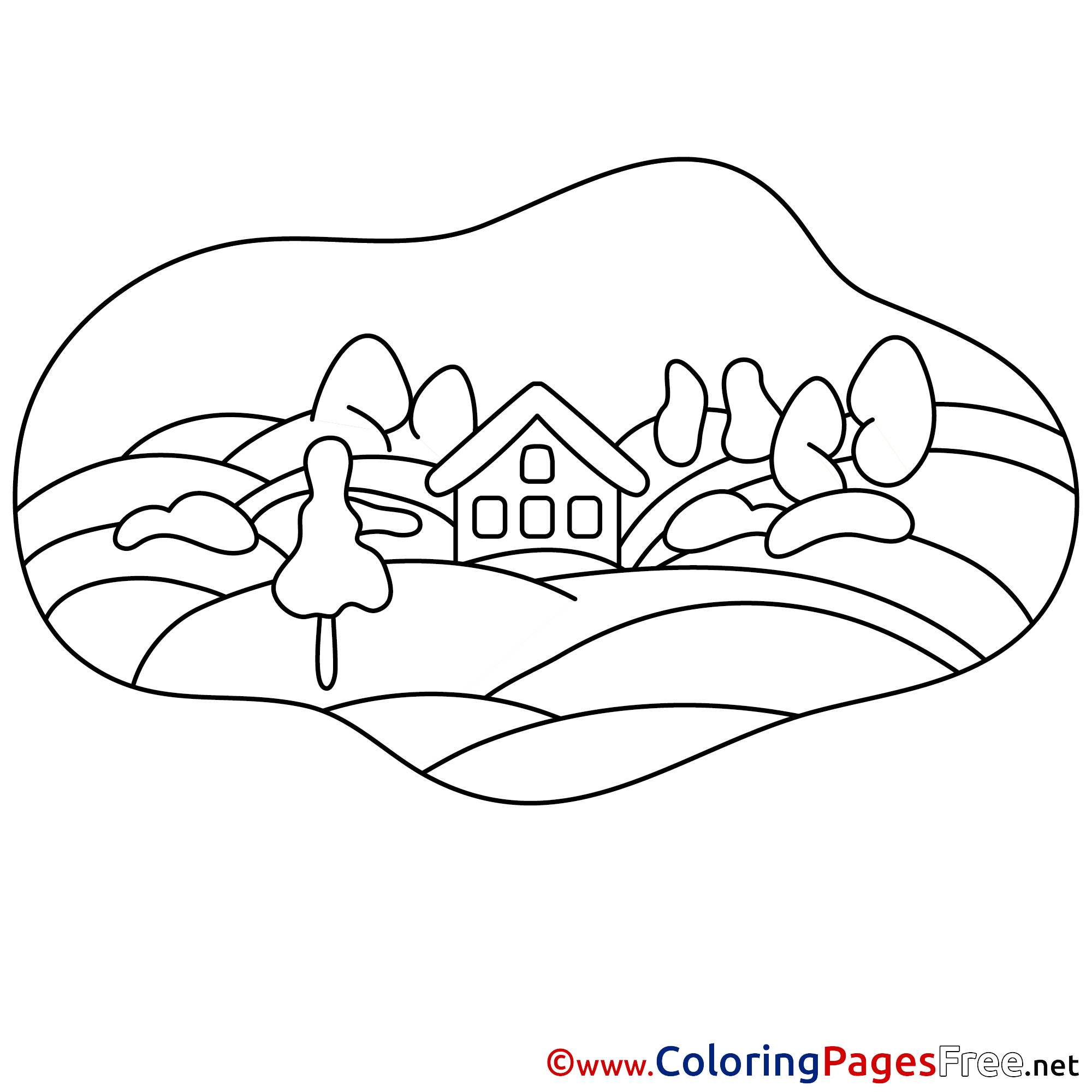 198 Simple Field Coloring Page with Printable