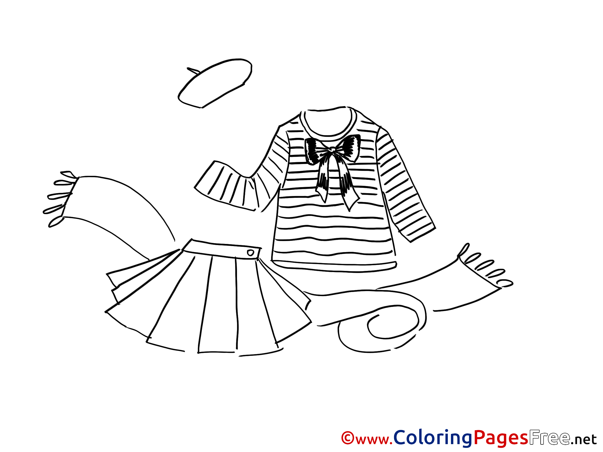 Scarf Skirt Colouring Page printable free