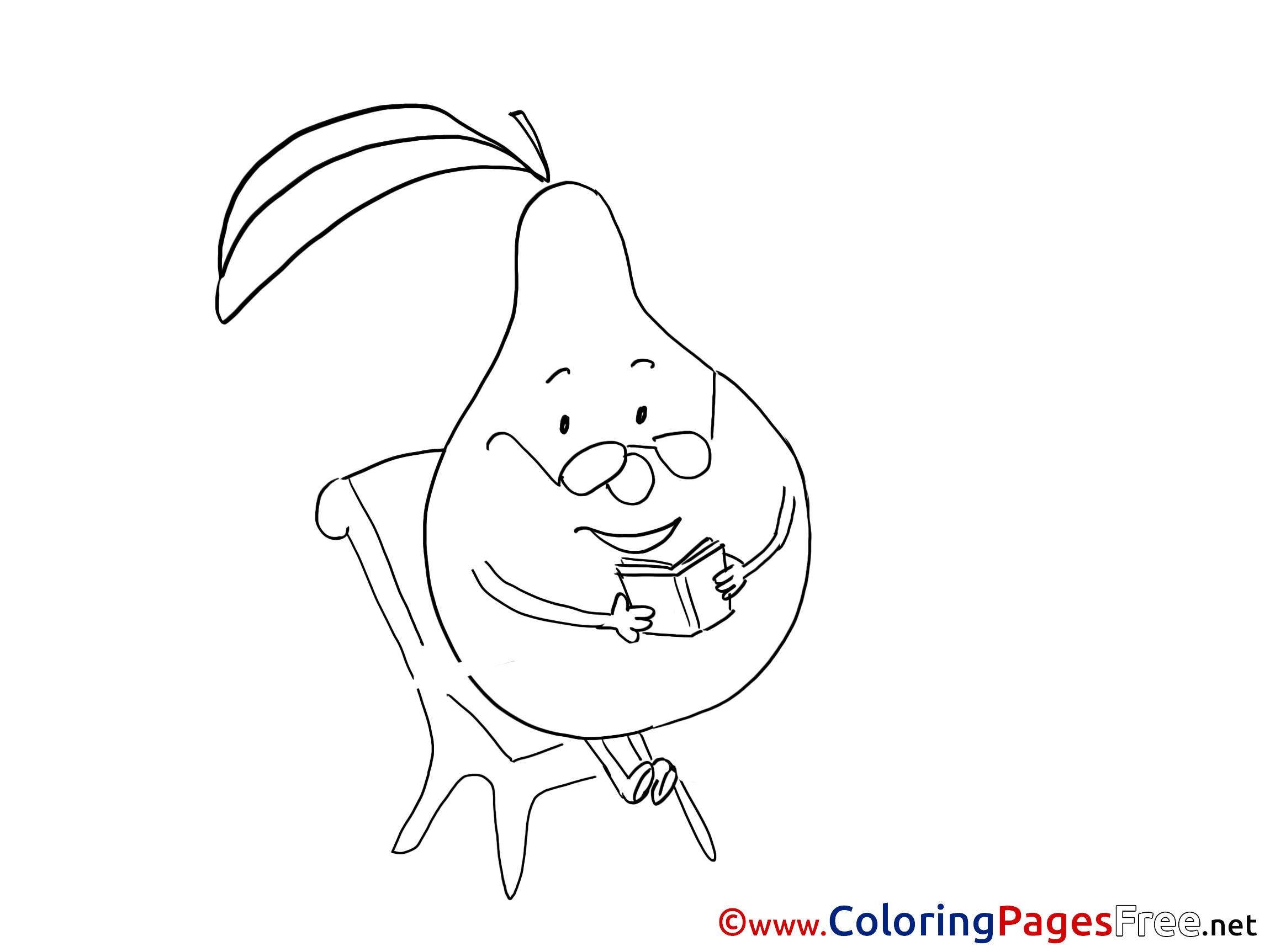 Book Pear Coloring Pages For Free