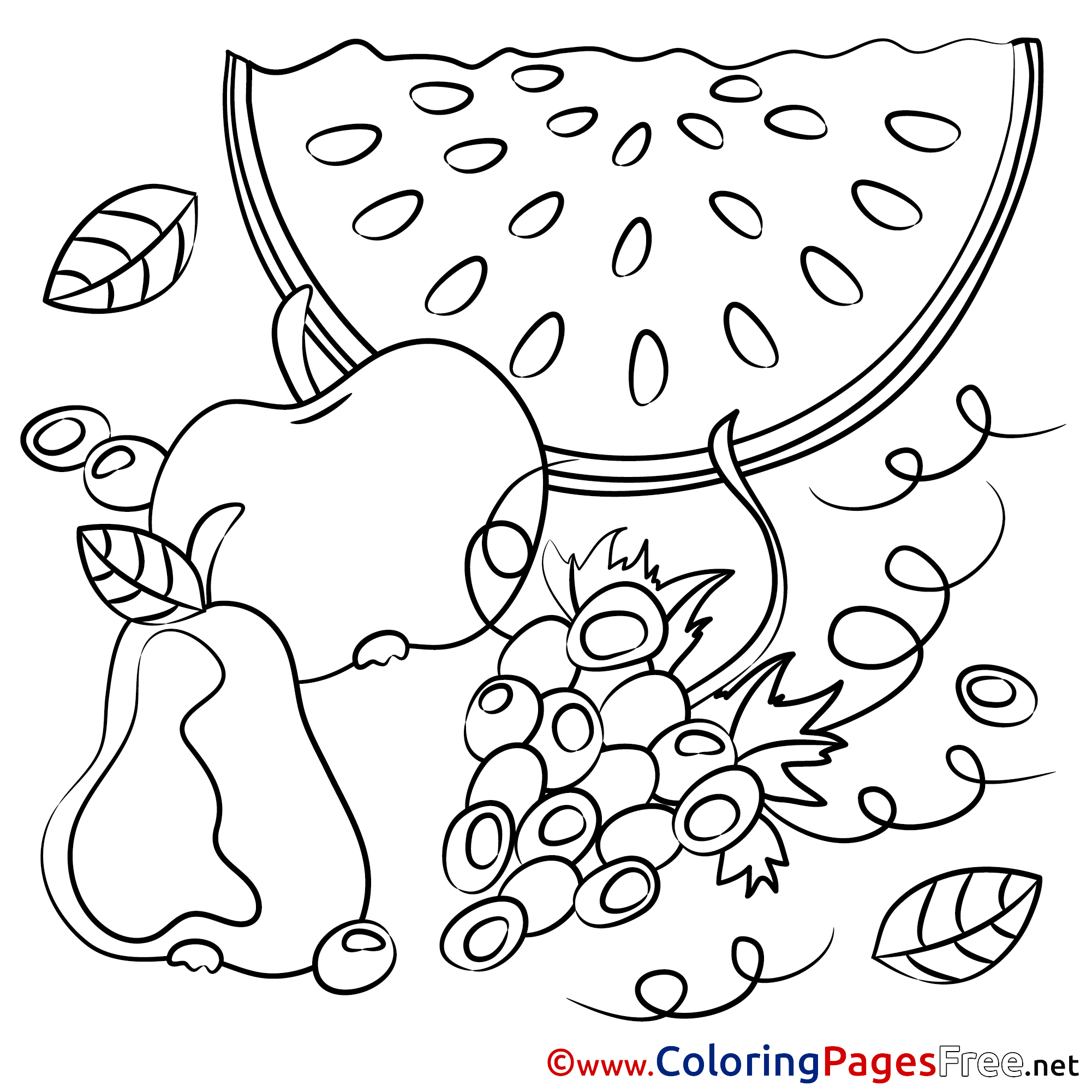 Download Watermelon Fruits Children Coloring Pages free