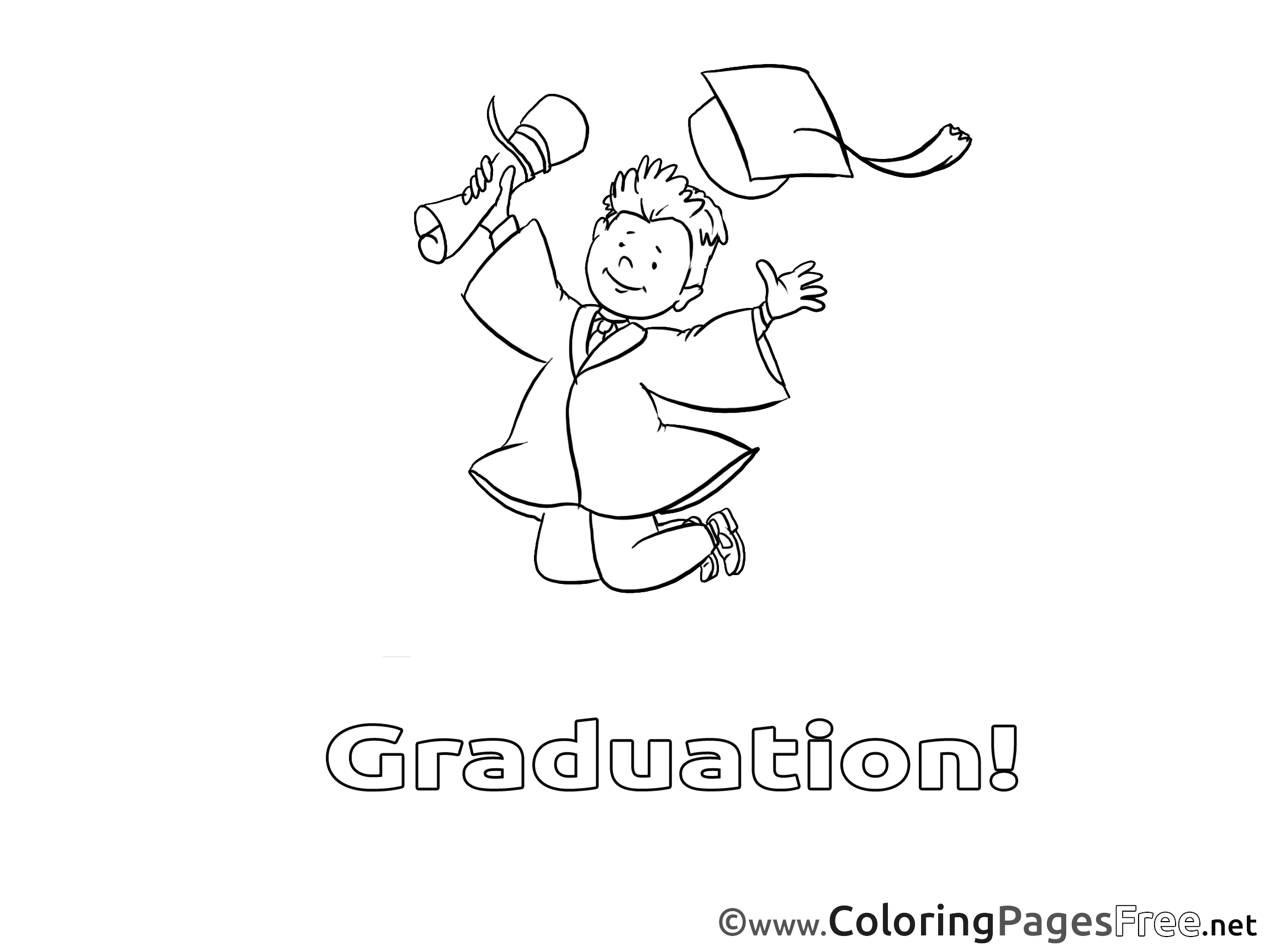 Man With Diploma Kids Graduation Coloring Pages