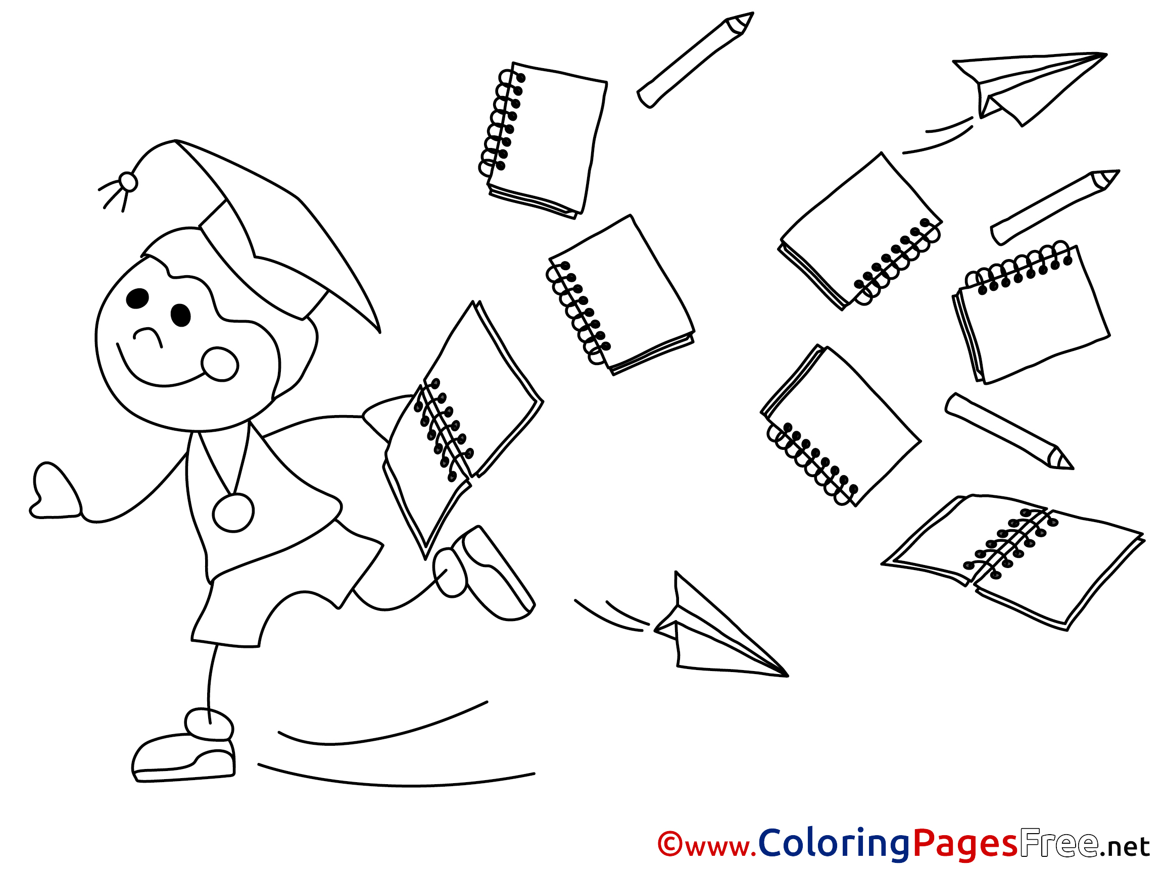 Notebooks free Colouring Page School Graduation