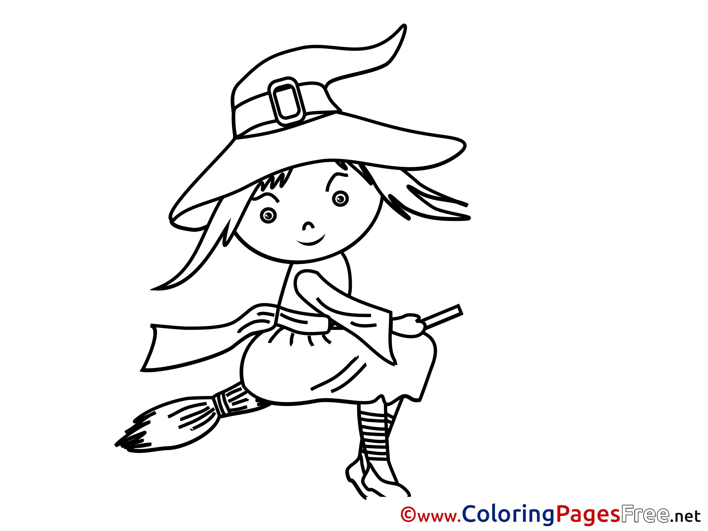 Broom printable halloween witch coloring sheets