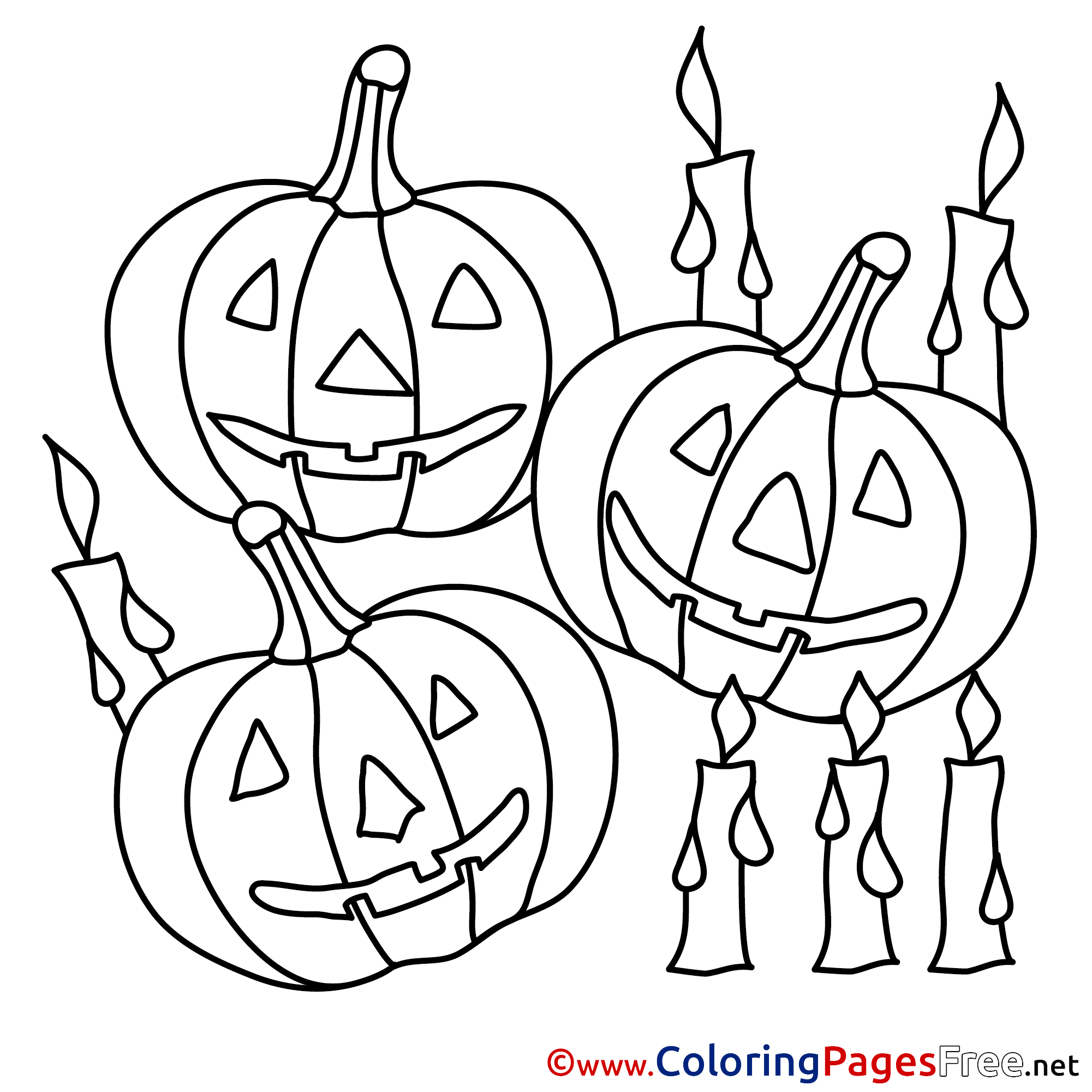 Candles With Pumpkins Printable Halloween Coloring Sheets