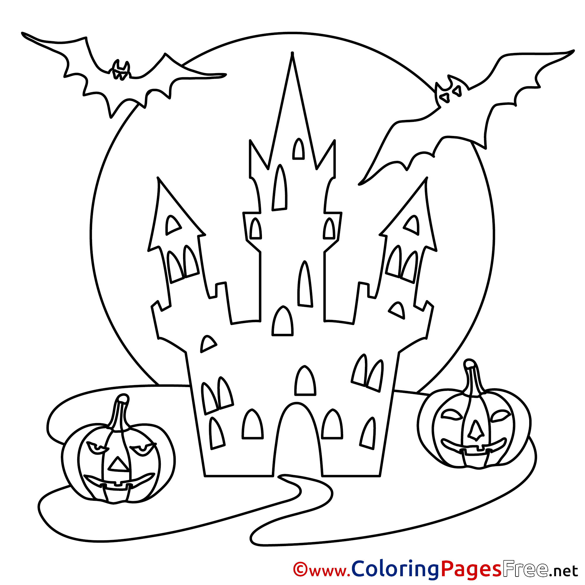 Halloween Colouring Creepy Castle Rooftop Printables Coloring - Vrogue