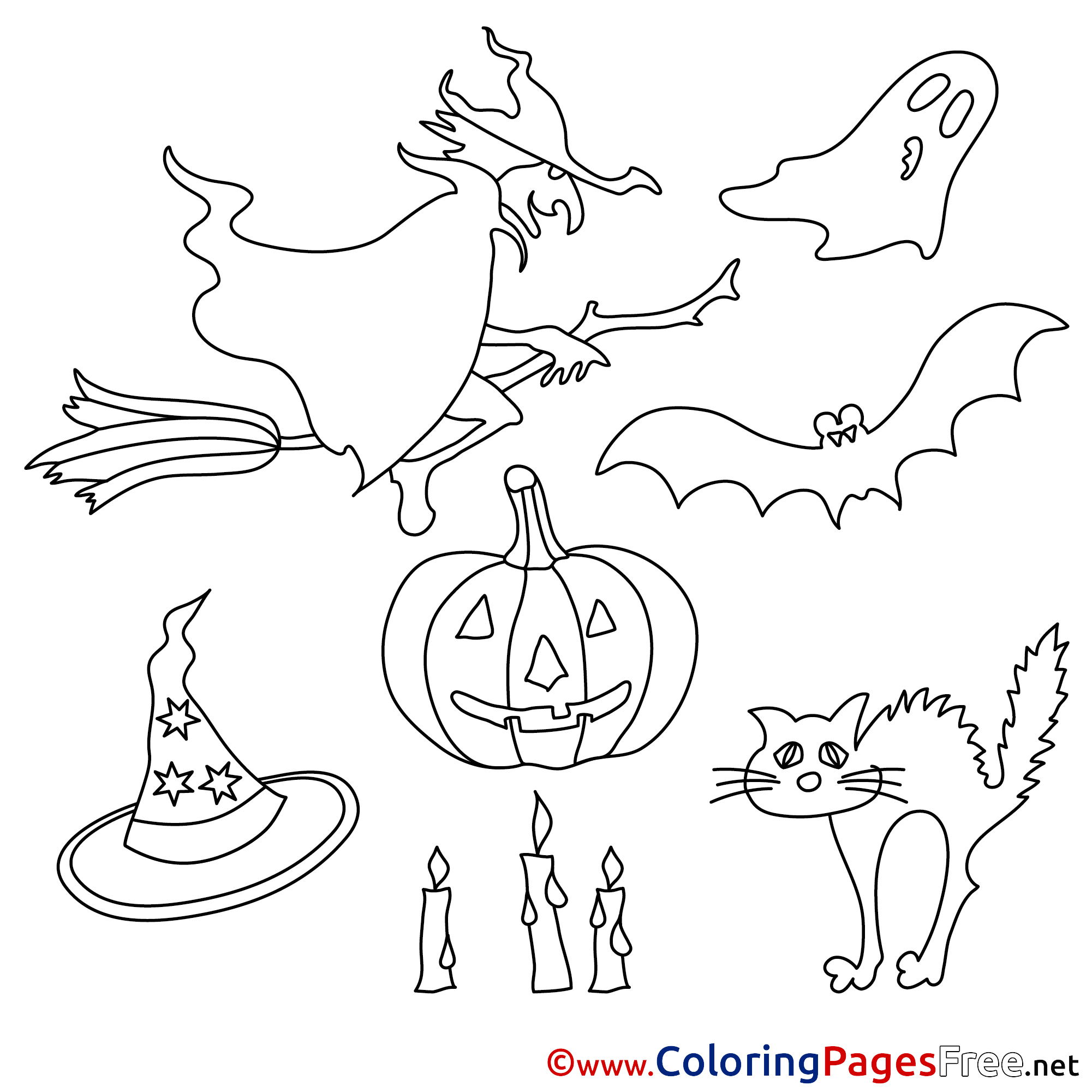 Decoration Kids Halloween Coloring Page. 