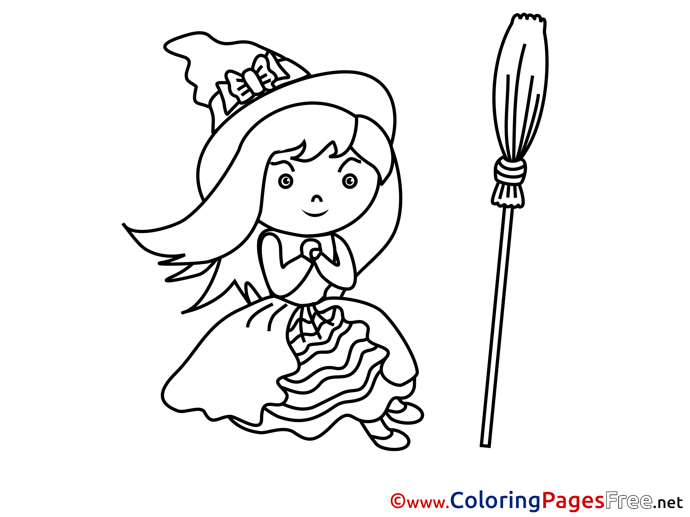 Little Sorceress Printable Coloring Pages Halloween