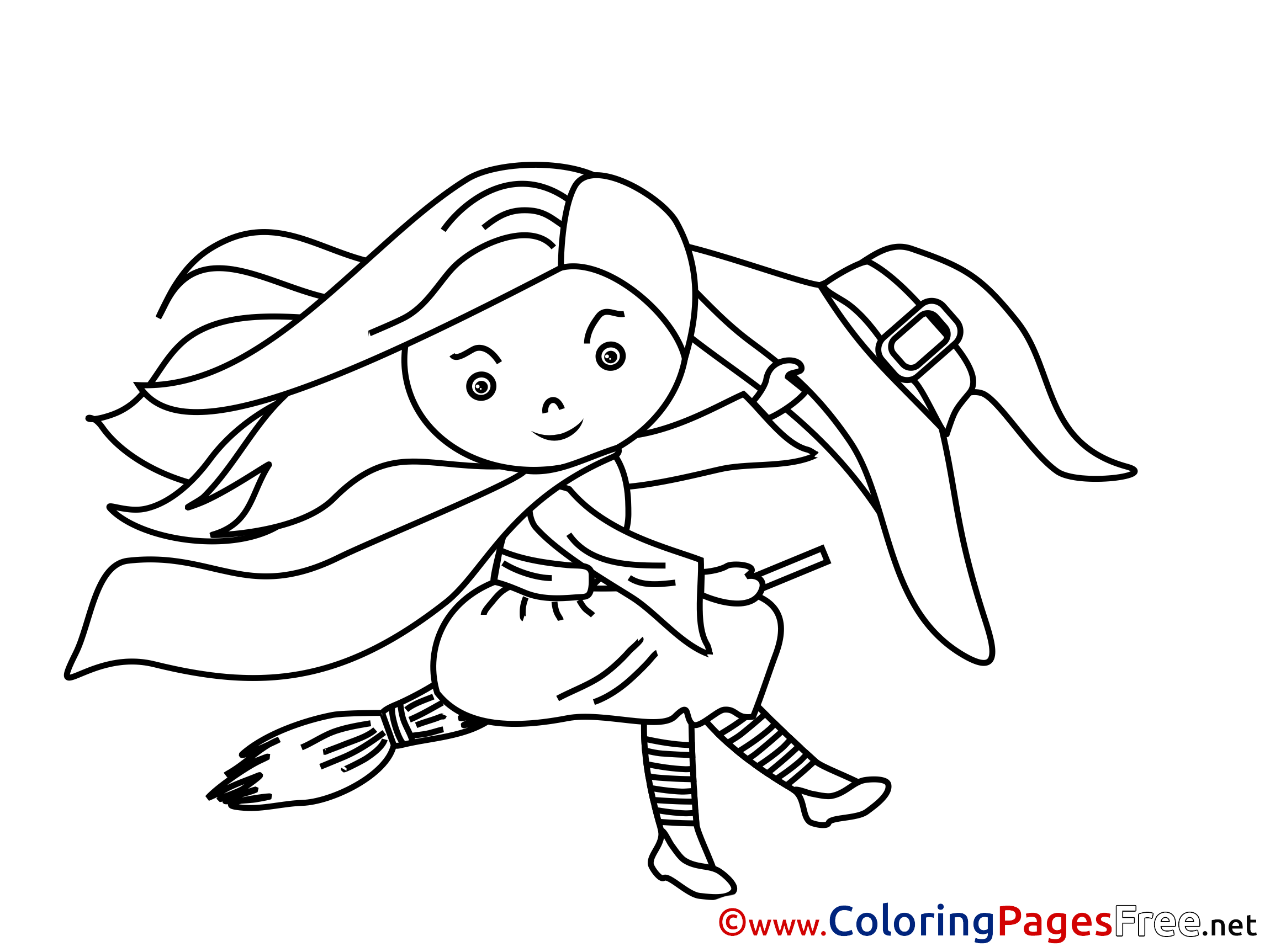 Little Witch Coloring Sheets Halloween Free