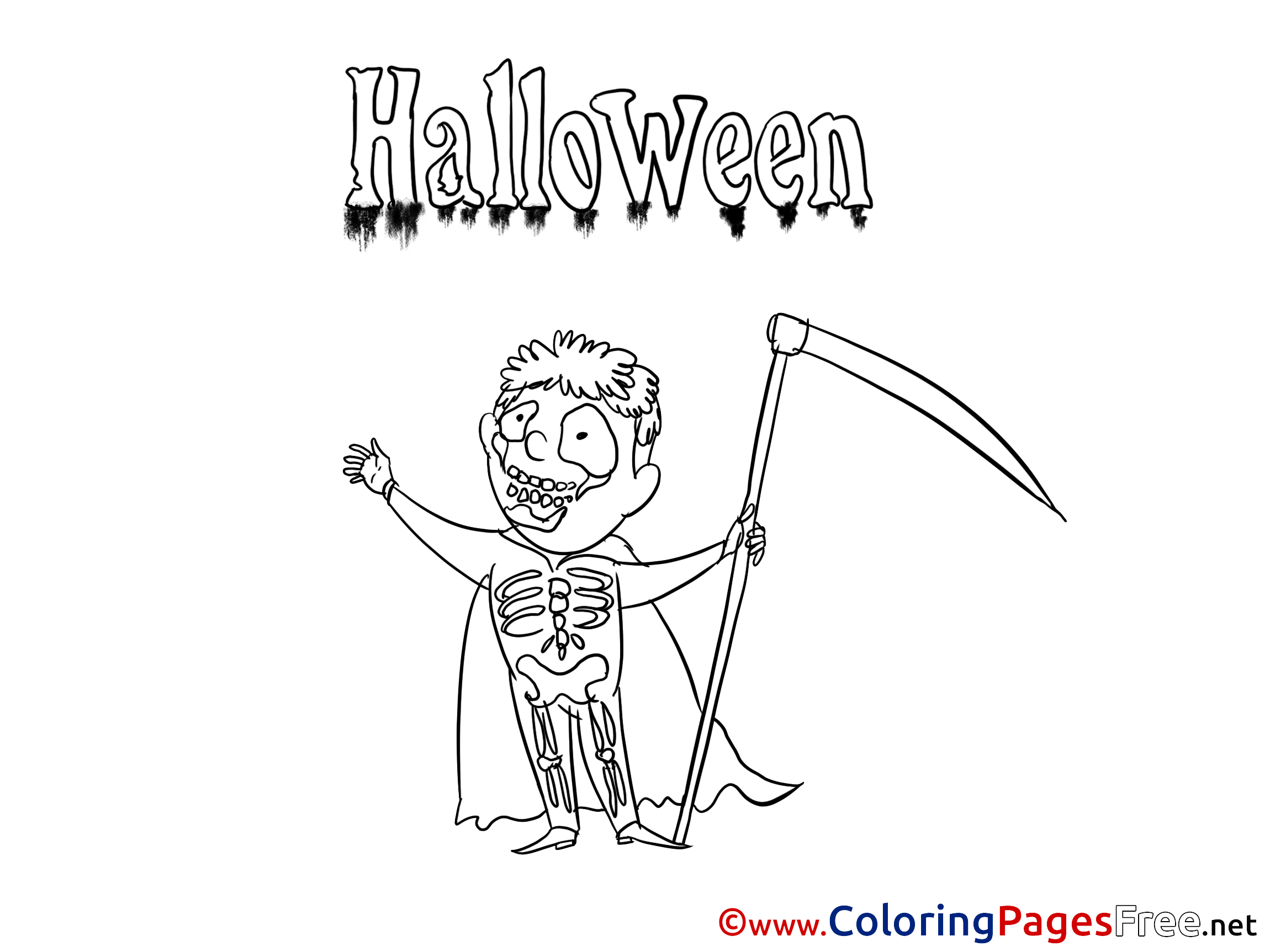Skeleton Coloring Pages Halloween