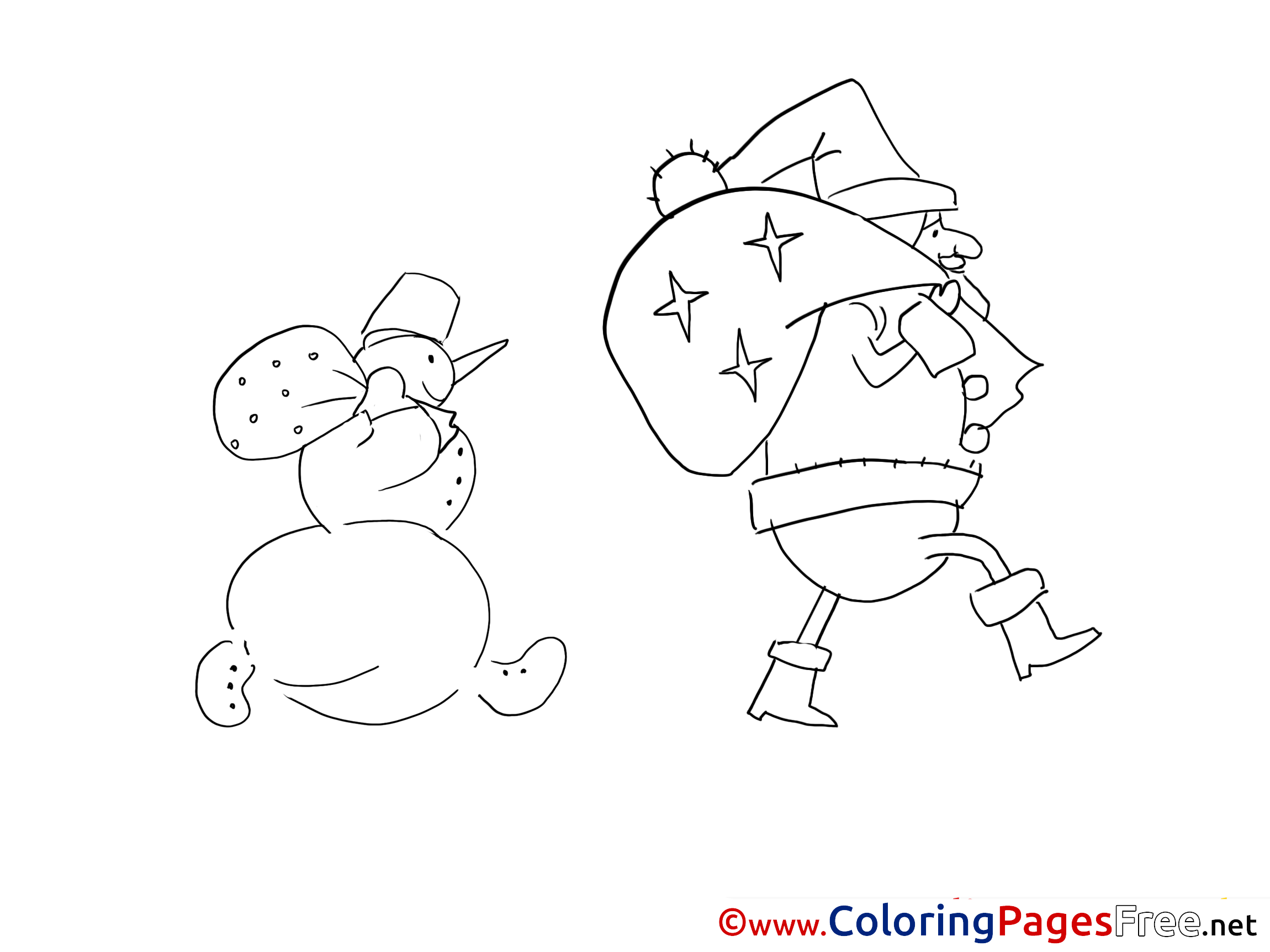 Bag Kids New Year Coloring Pages Presents