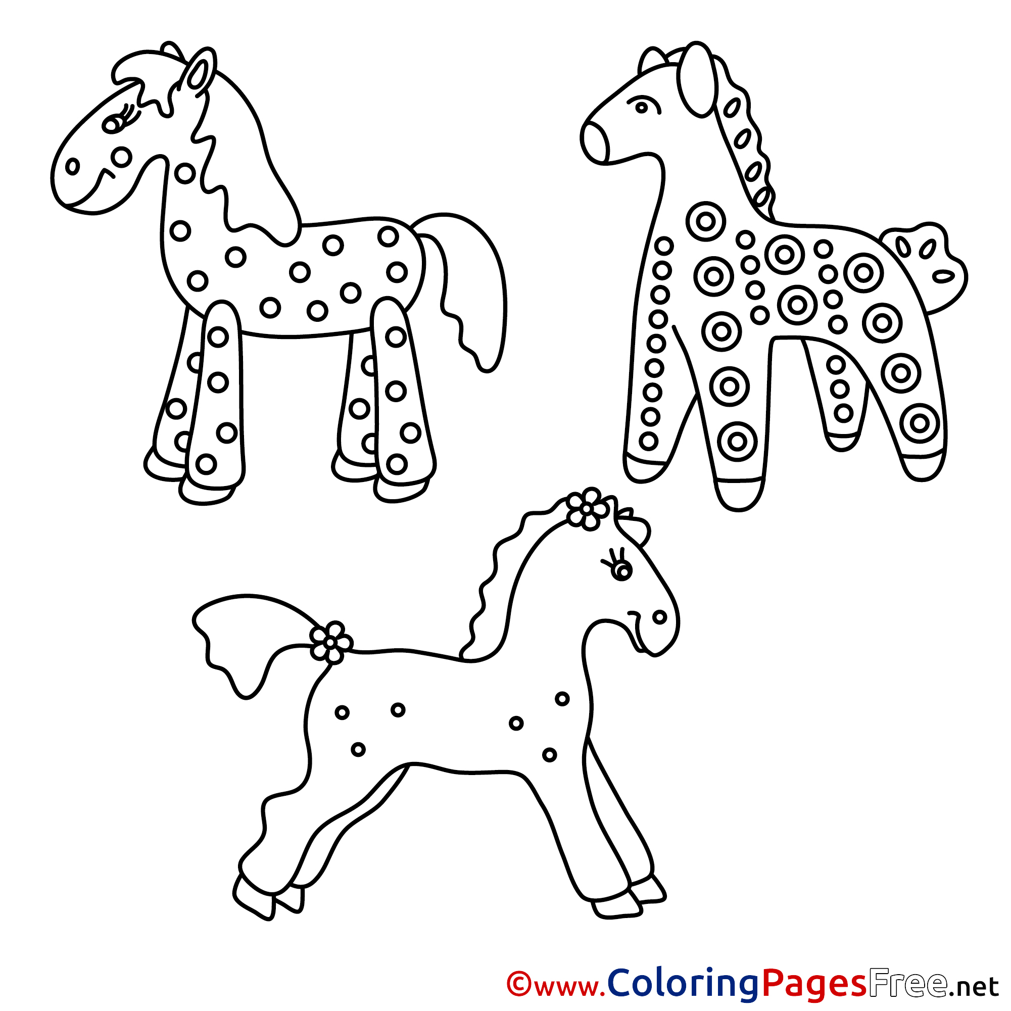 Toy Horses For Children Free Coloring Pages