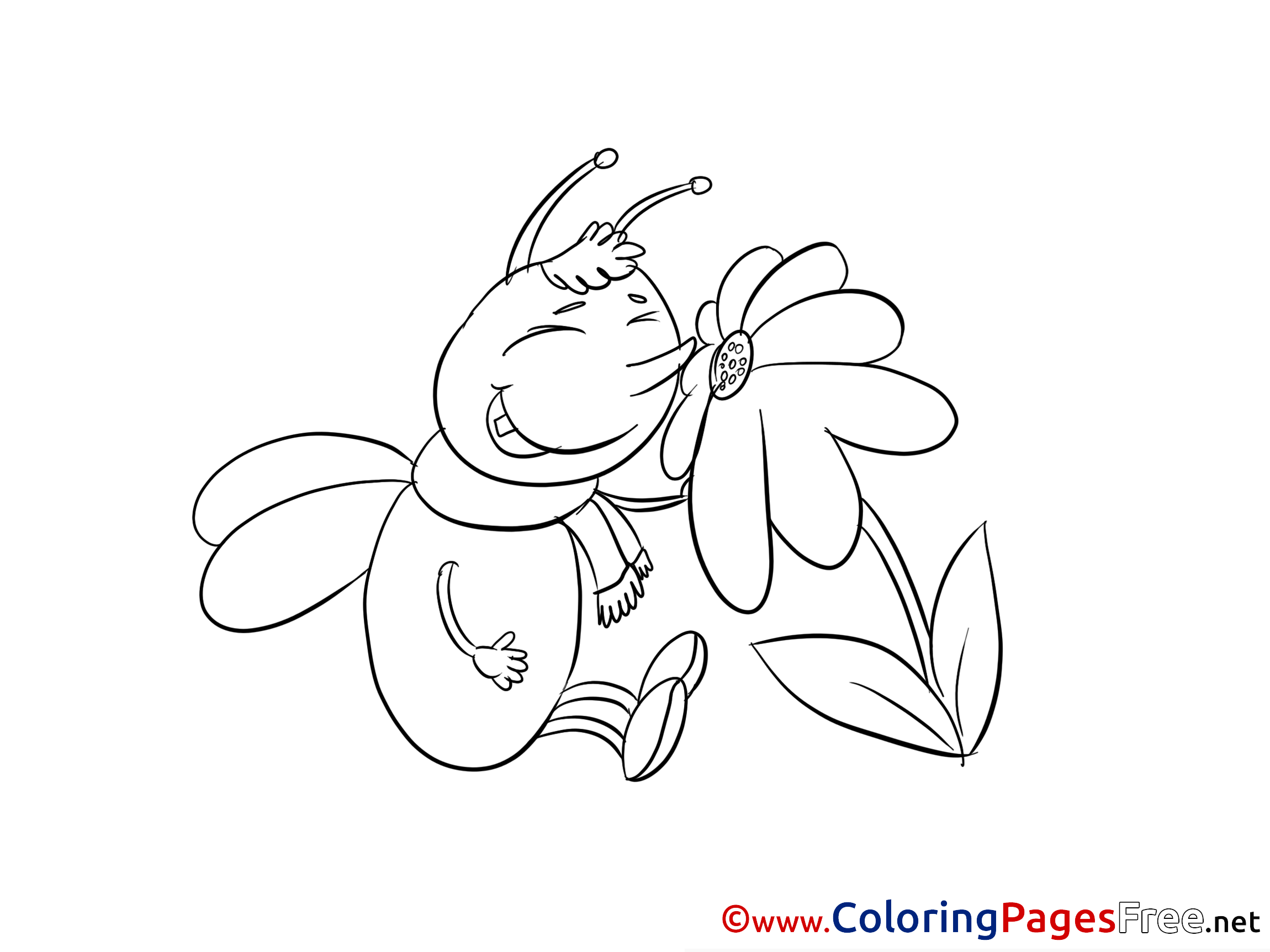 Bee Flower Printable Coloring Sheets Download