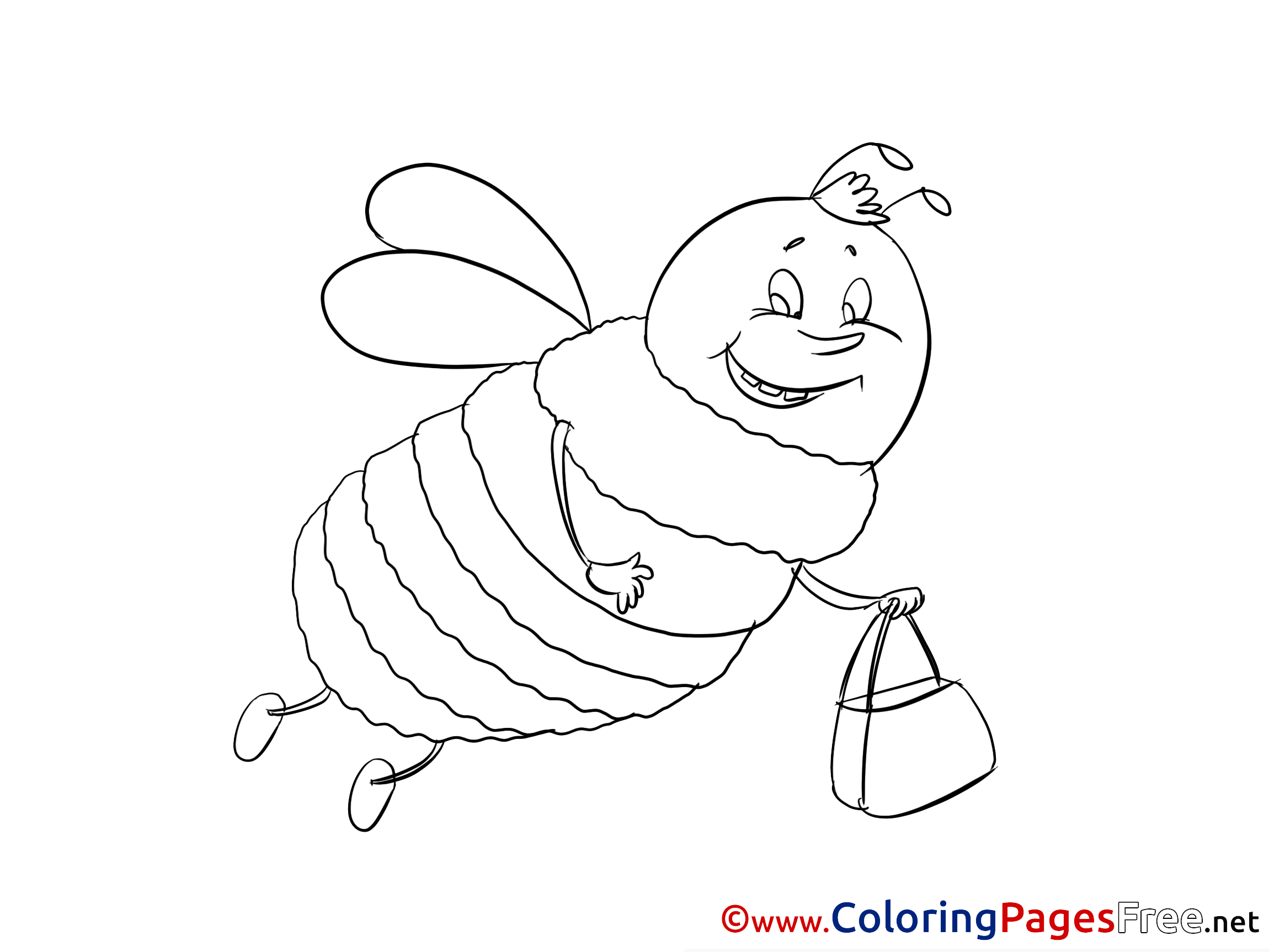 Bee for Kids printable Colouring Page