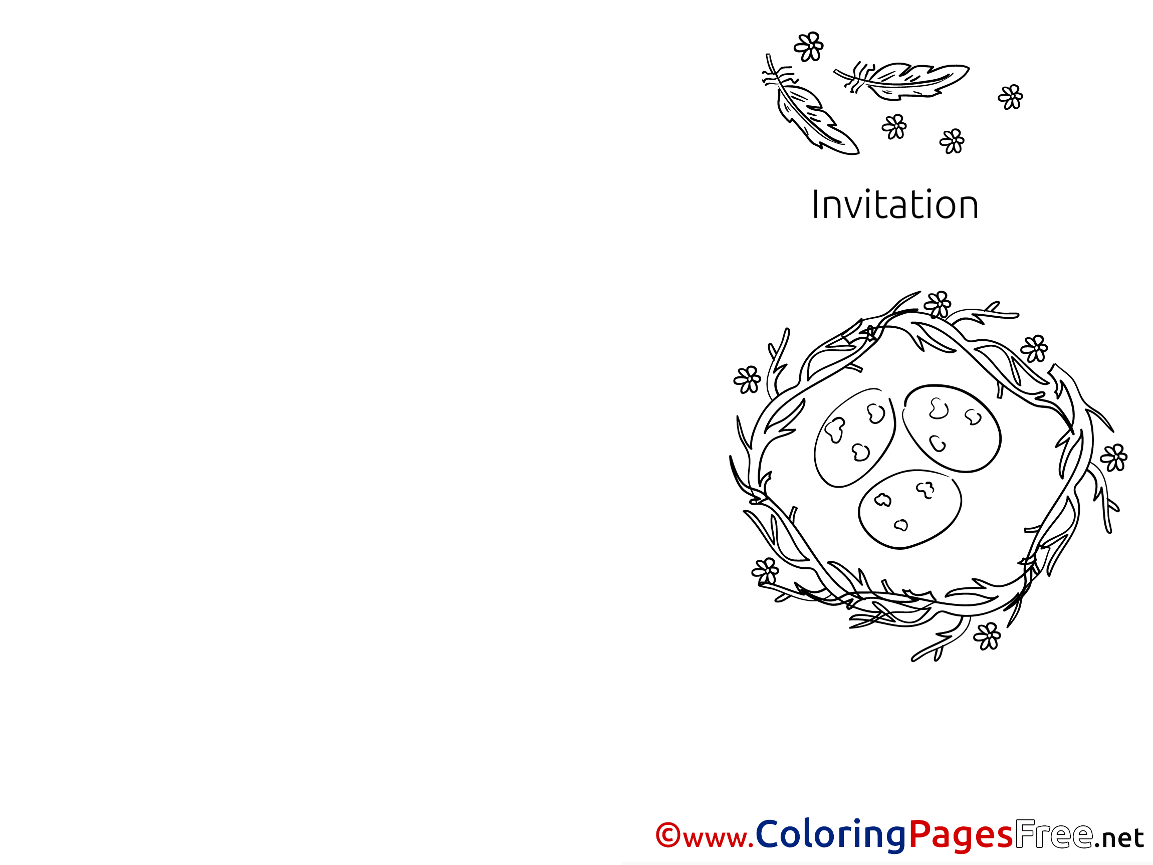Nest Kids Invitation Coloring Pages Eggs