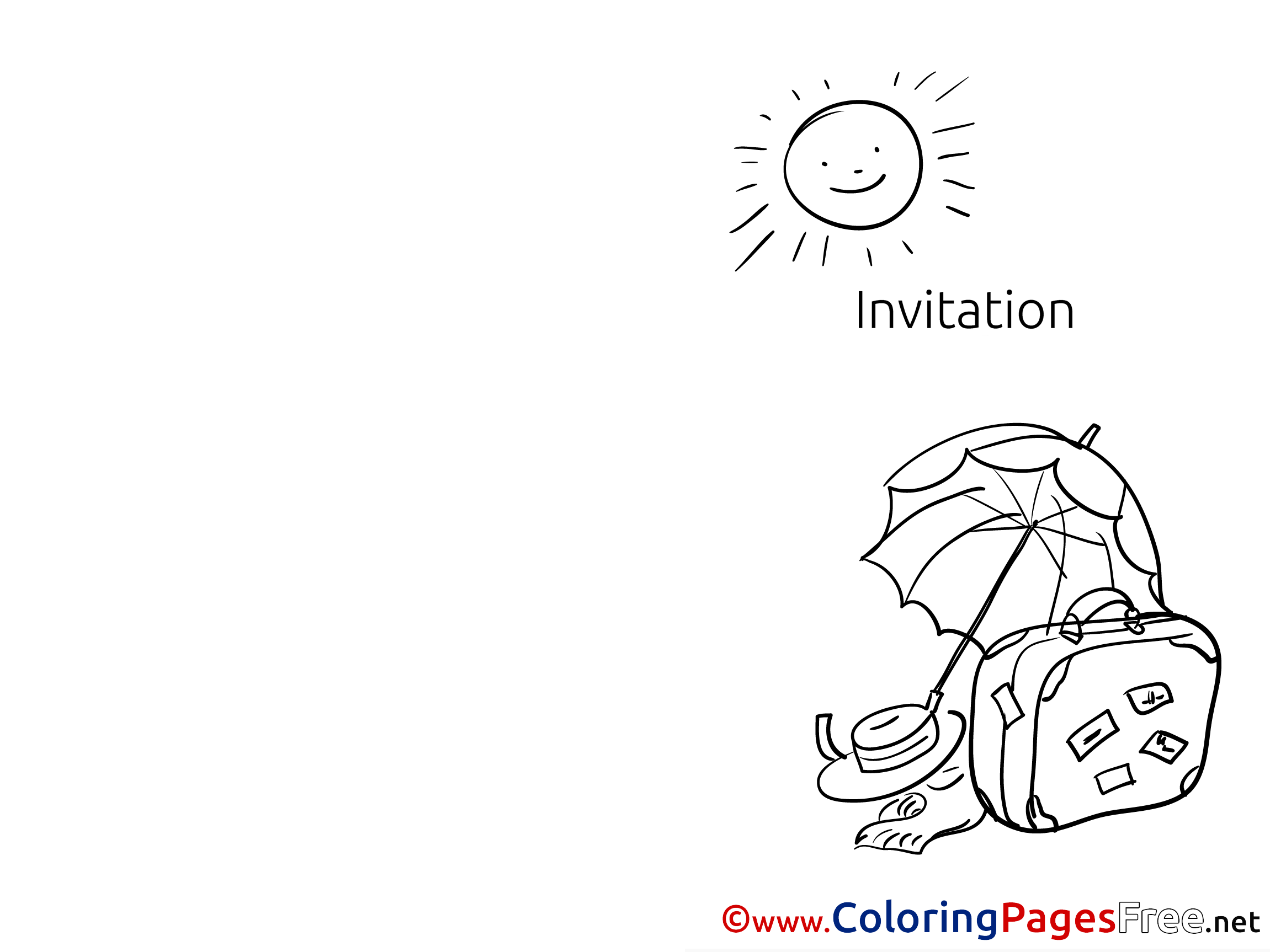 Vacation Printable Coloring Pages Invitation