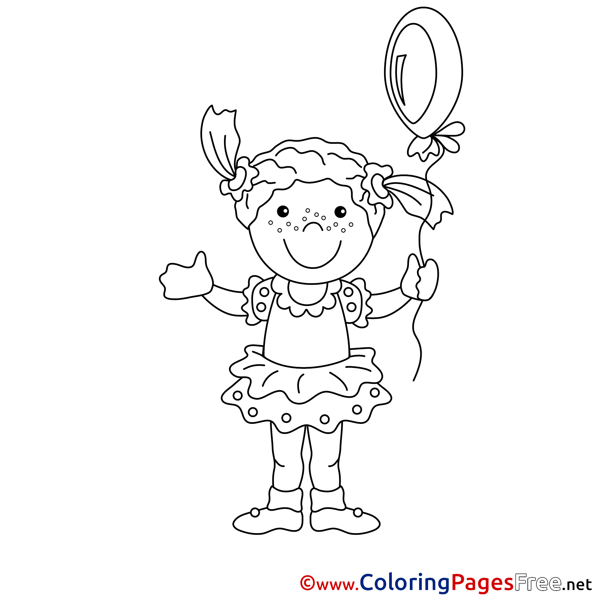 Balloon Girl download Colouring Sheet free