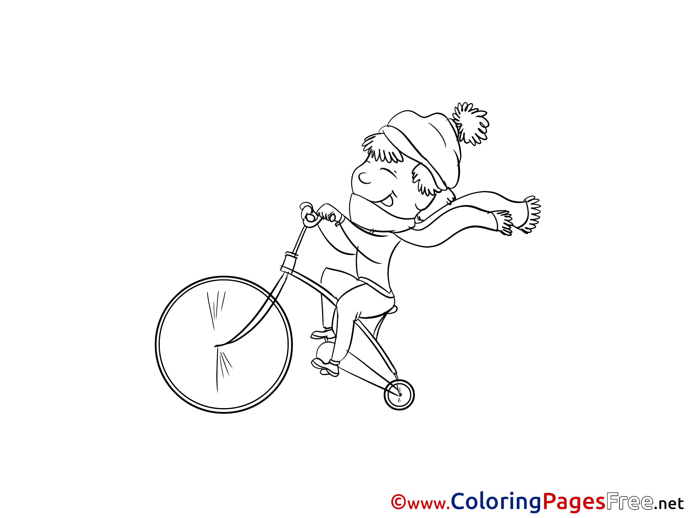 Bicycle Colouring Page Printable Free Boy