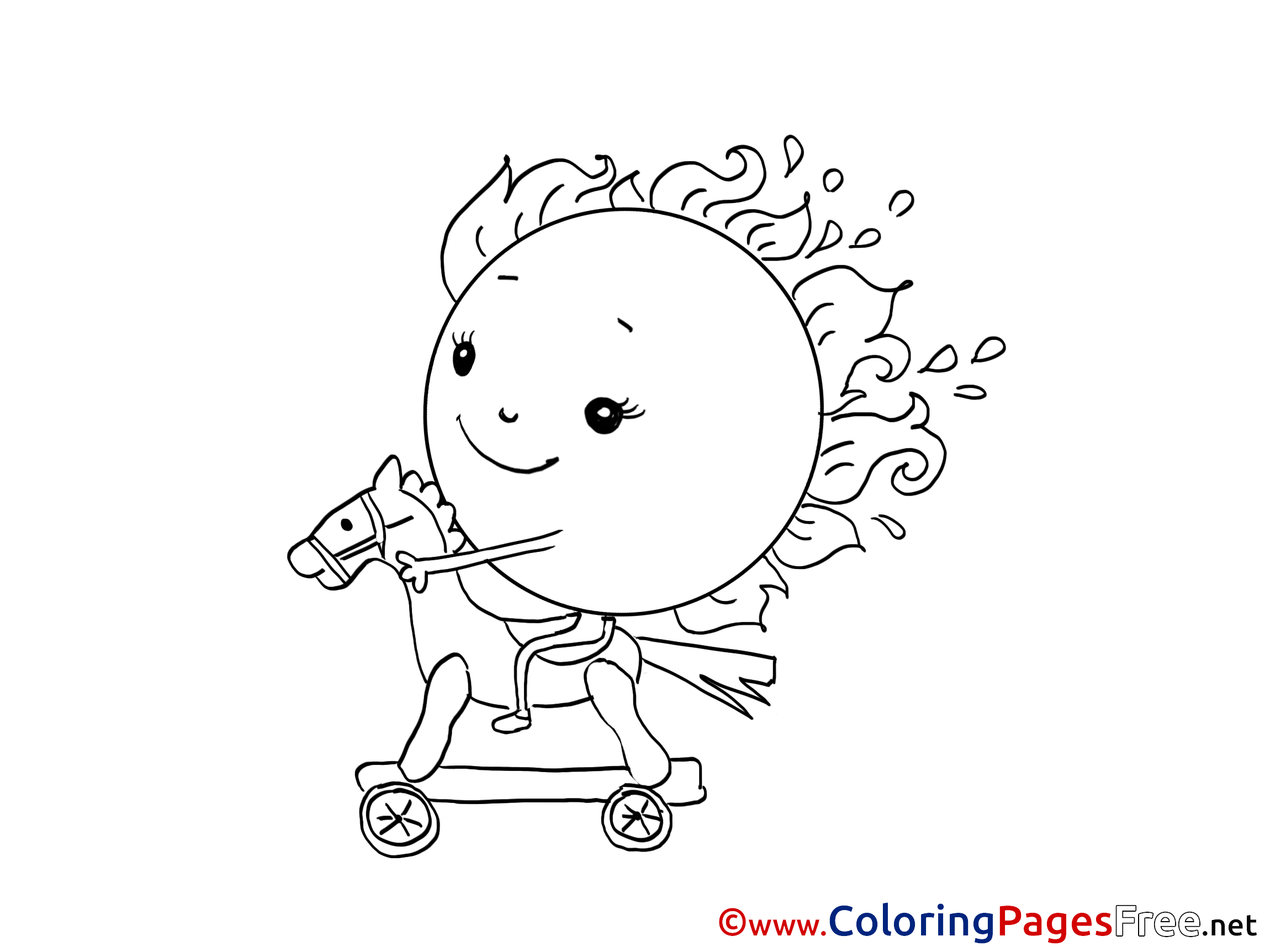 Sun On Horse Free Printable Coloring Sheets