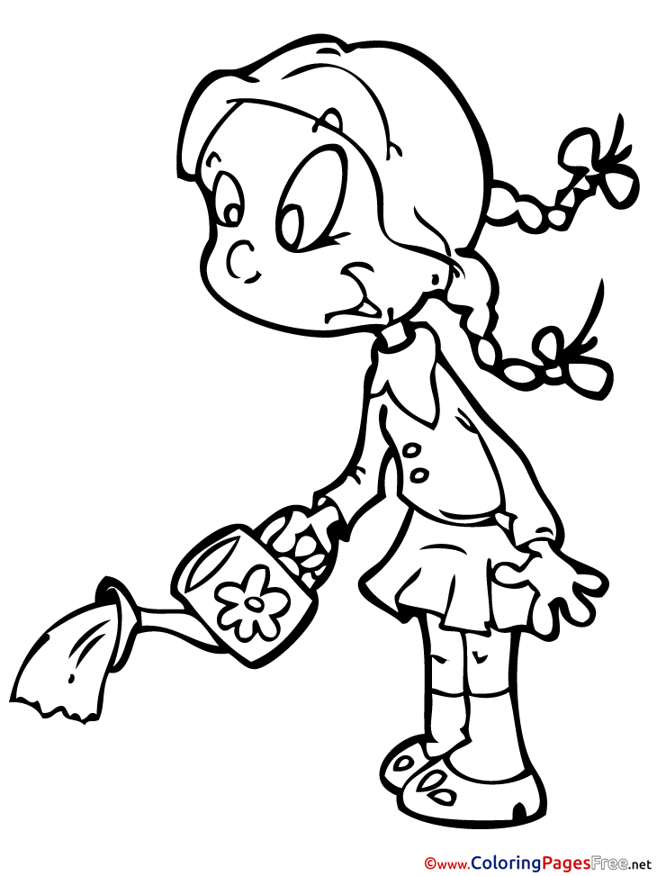 Watering Can Coloring Sheets Girl Download Free
