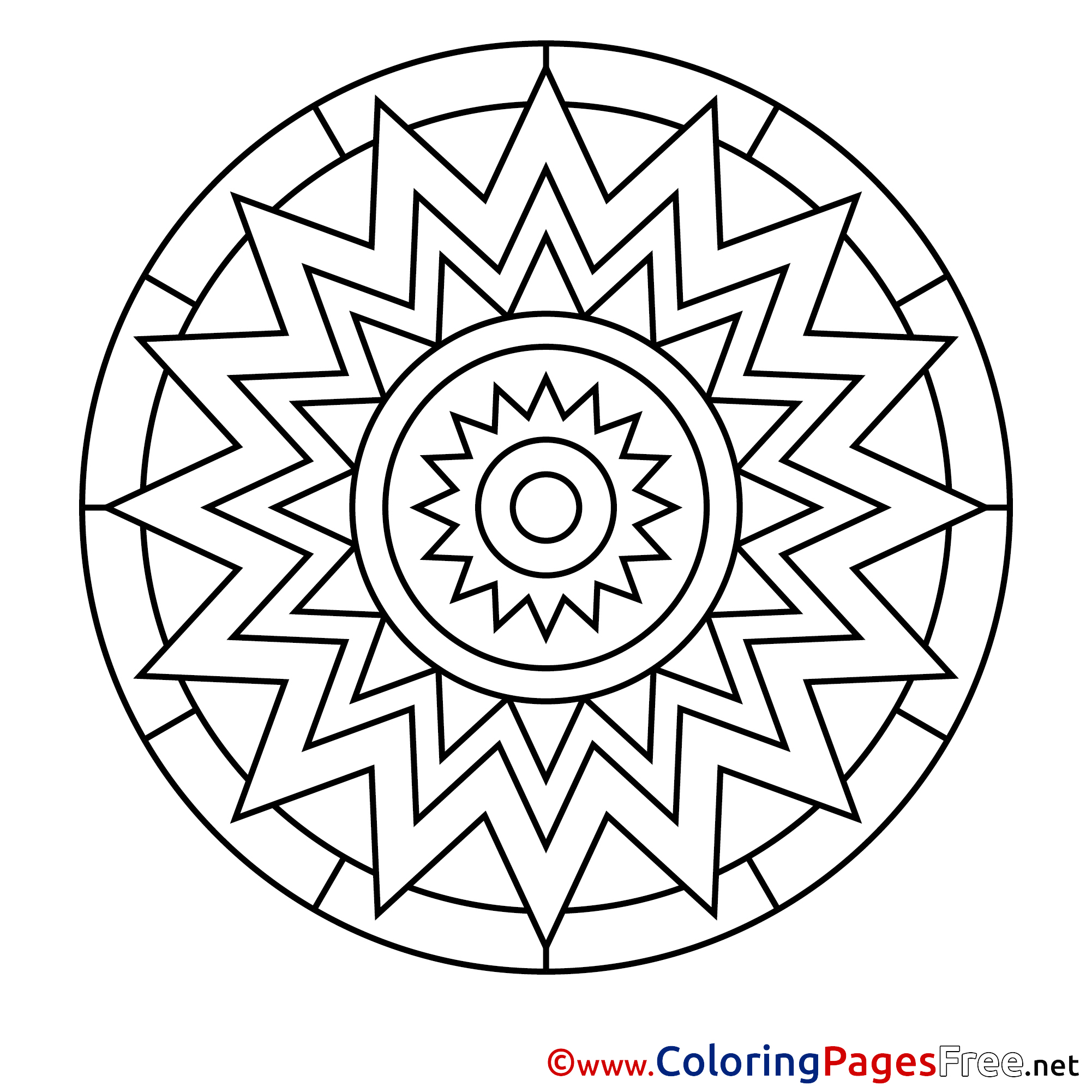 Sun Coloring Sheets Mandala Free