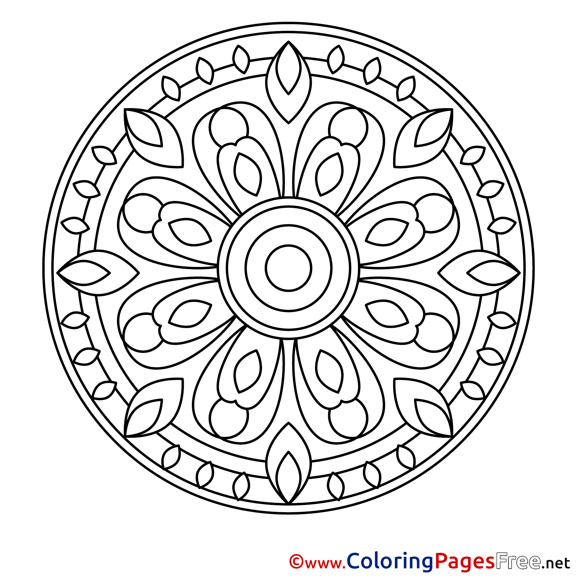 Symbol Mandala Free Coloring Pages