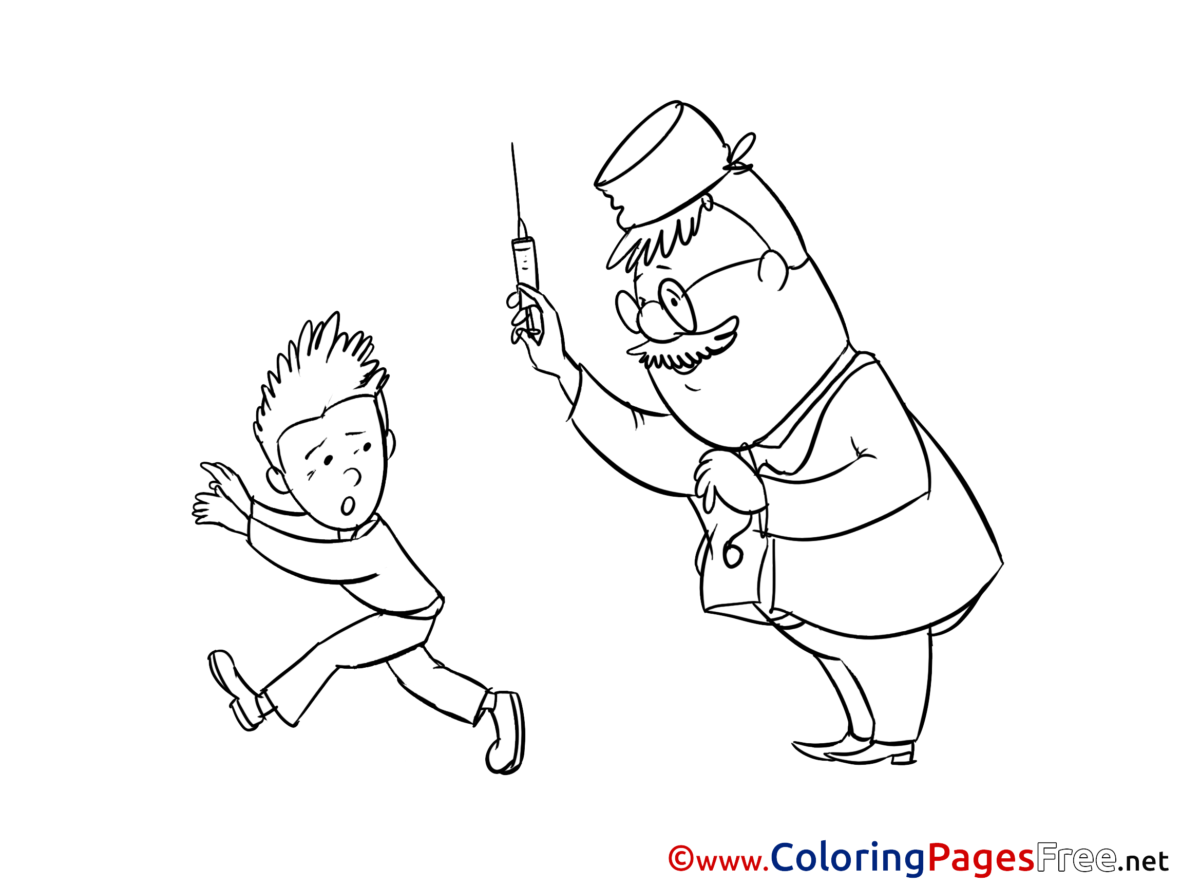 Boy Doctor Syringe Free Printable Coloring Sheets