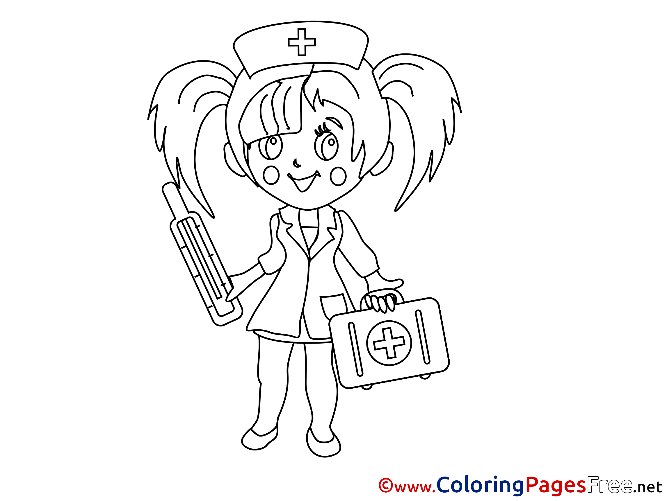 Girl Nurse Download Printable Coloring Pages