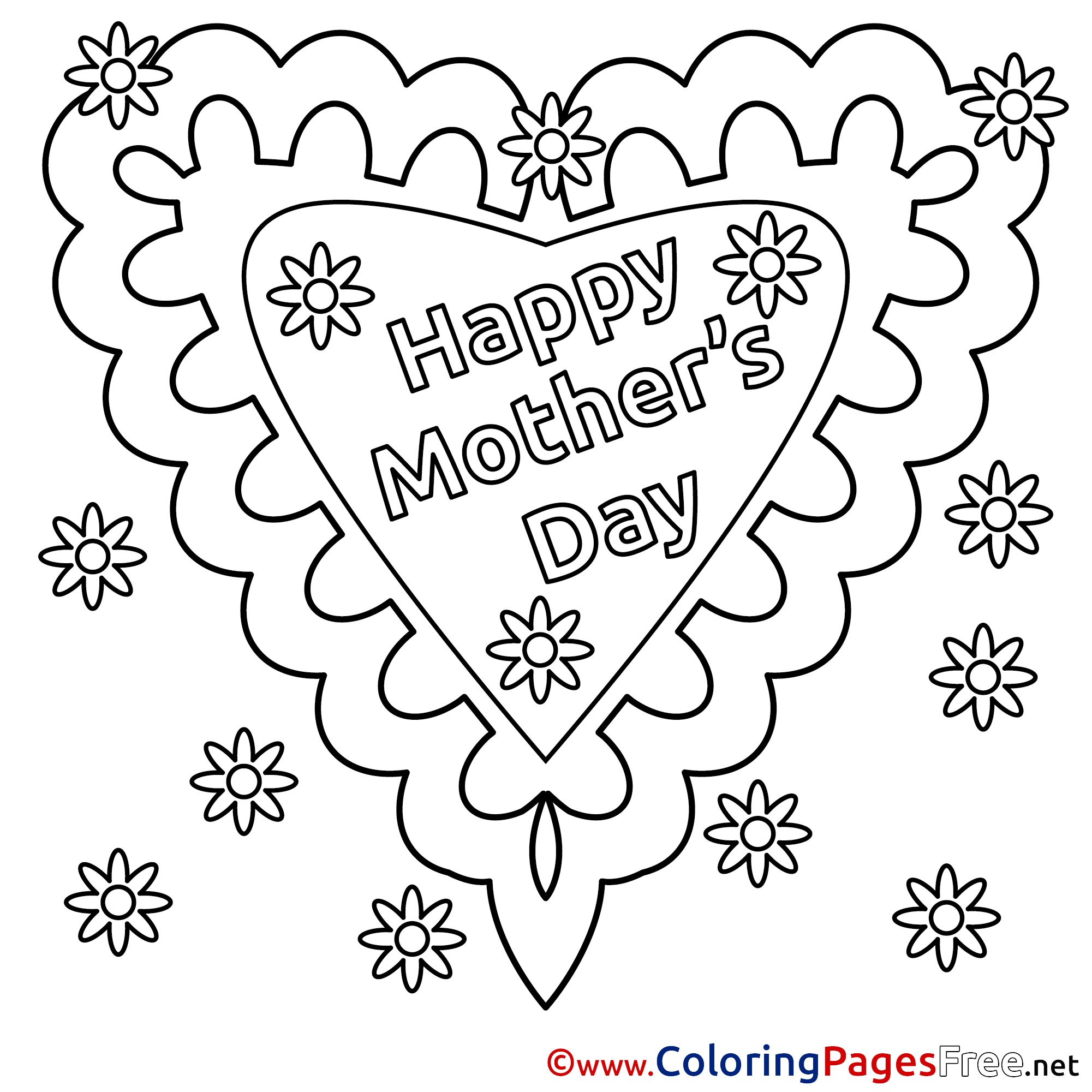 Download Card Holiday Children Mother's Day Colouring Page