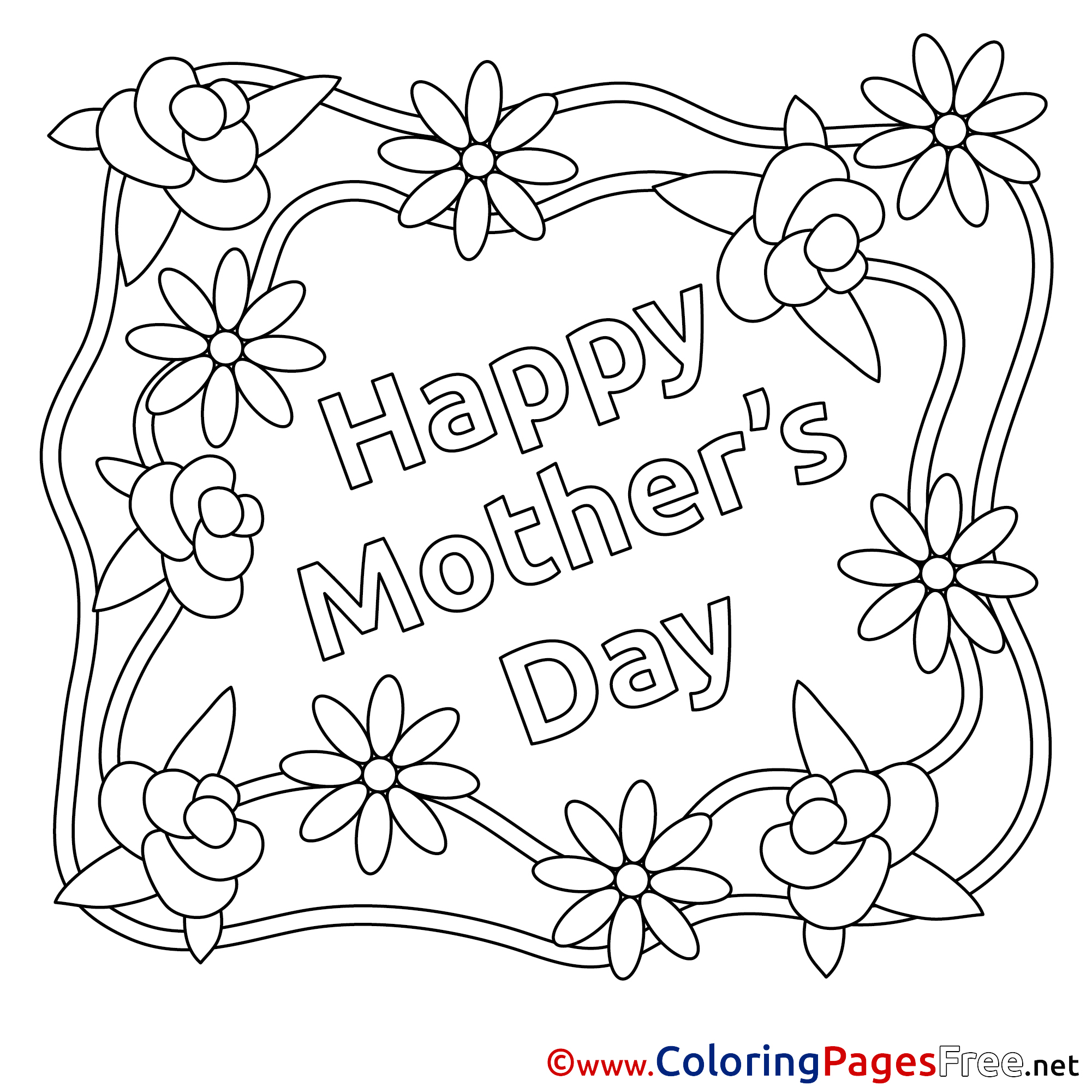 Card Holiday Mother S Day Coloring Pages Free