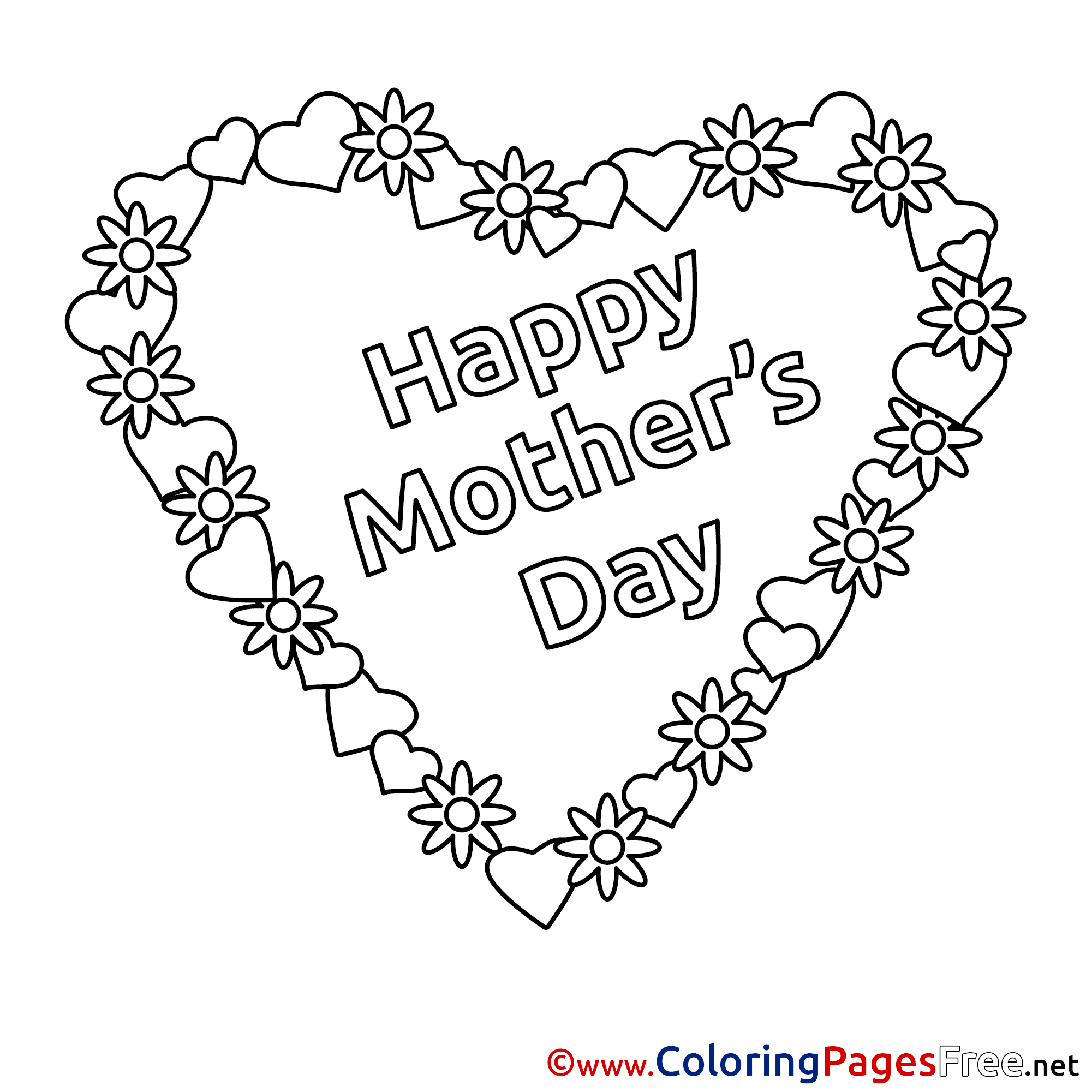 Holiday Heart Flowers Mother's Day Free Coloring Pages - Holiday Heart Flowers Mother's Day Free Coloring Pages