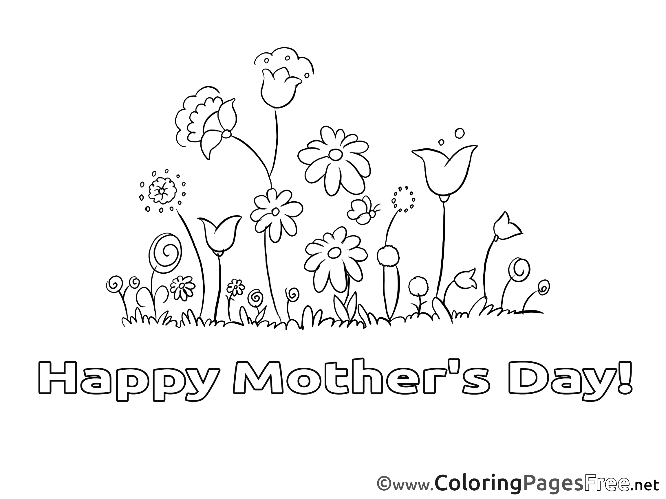 Meadow Flowers Printable Mother's Day Coloring Sheets - Meadow Flowers Printable Mother's Day Coloring Sheets